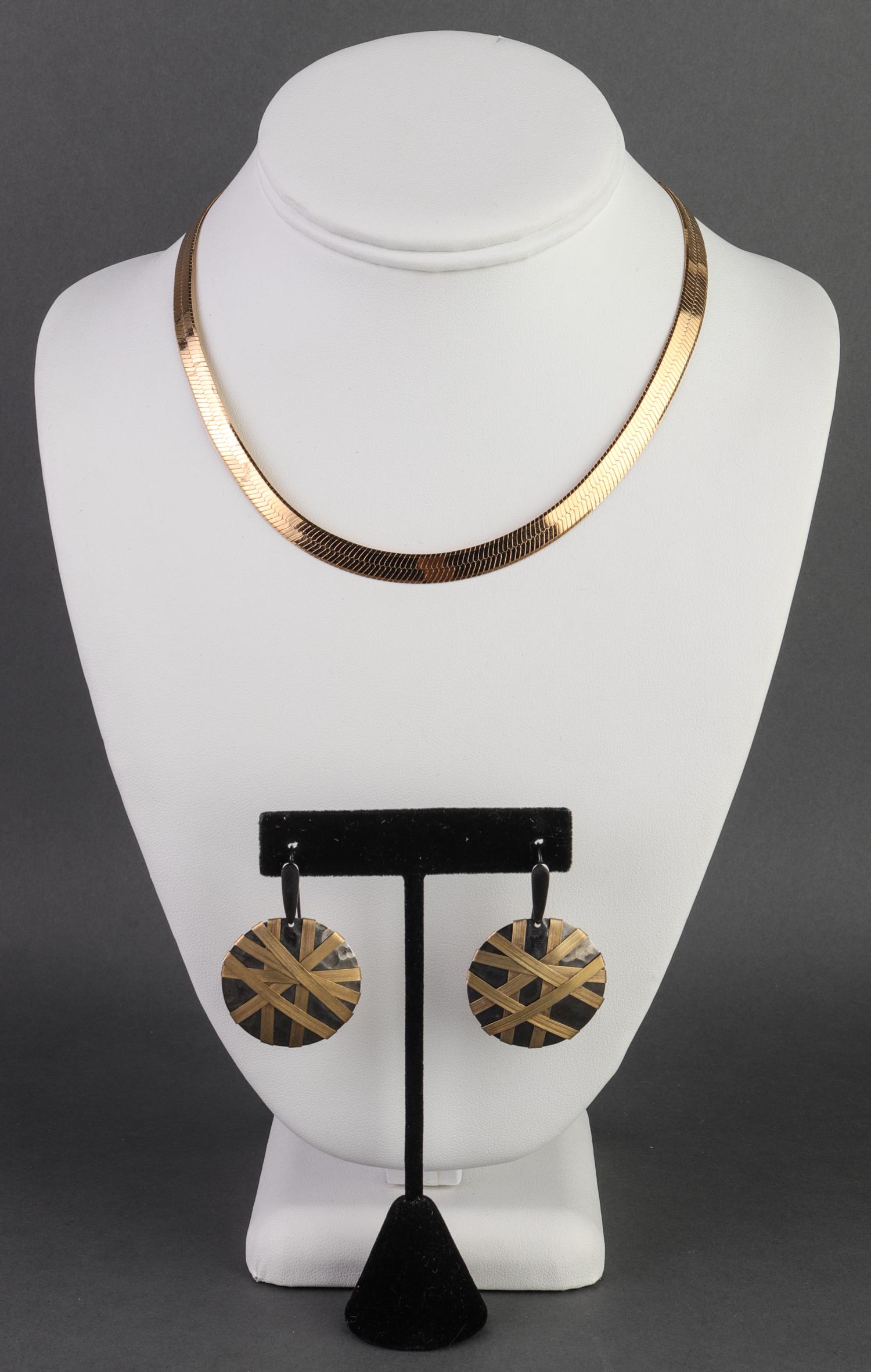 Italian Gilt Silver Necklace & Earrings, 2 Pcs. (1 of 6)