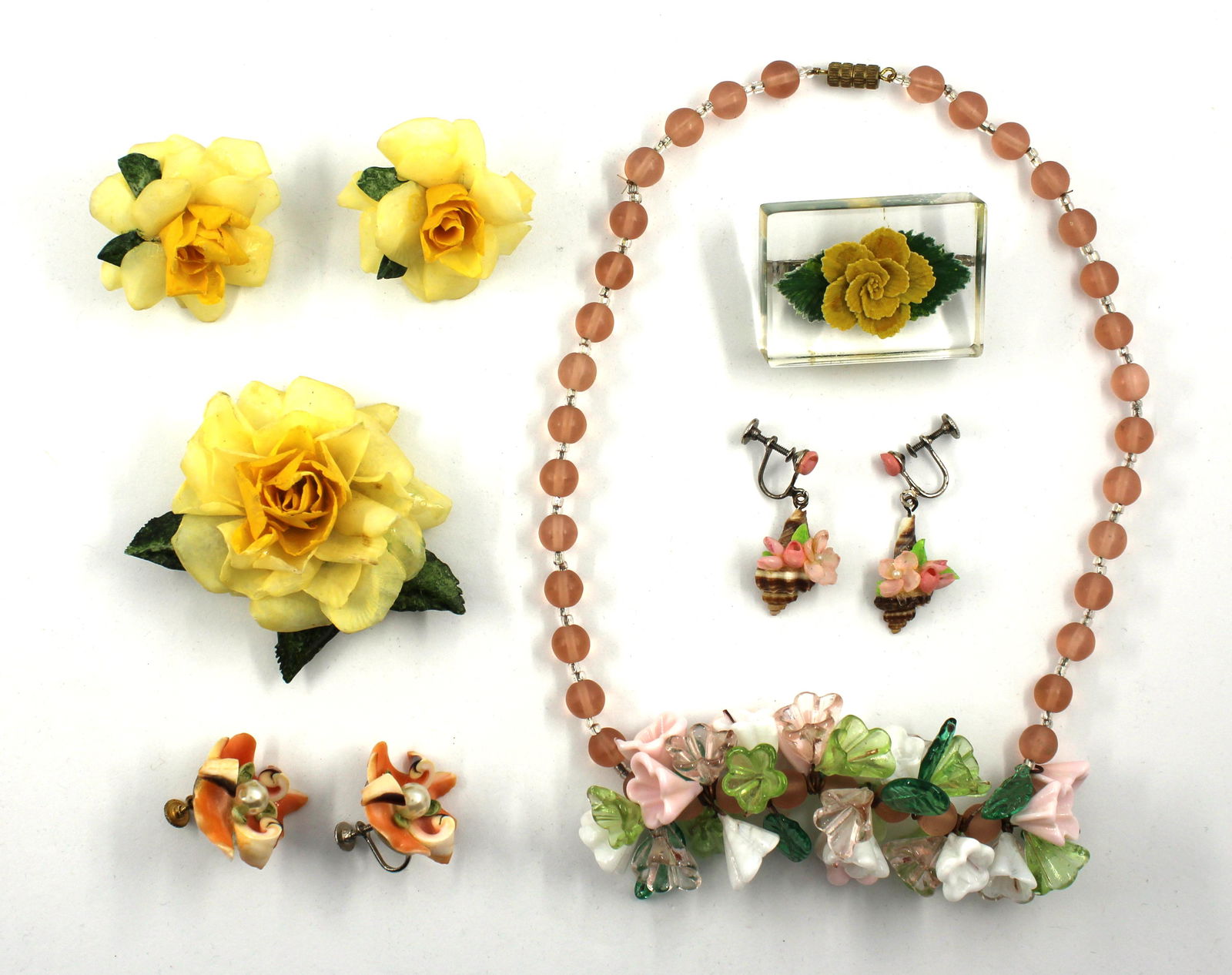 Misc. Floral Resin Jewelry, Group of 6 (1 of 9)