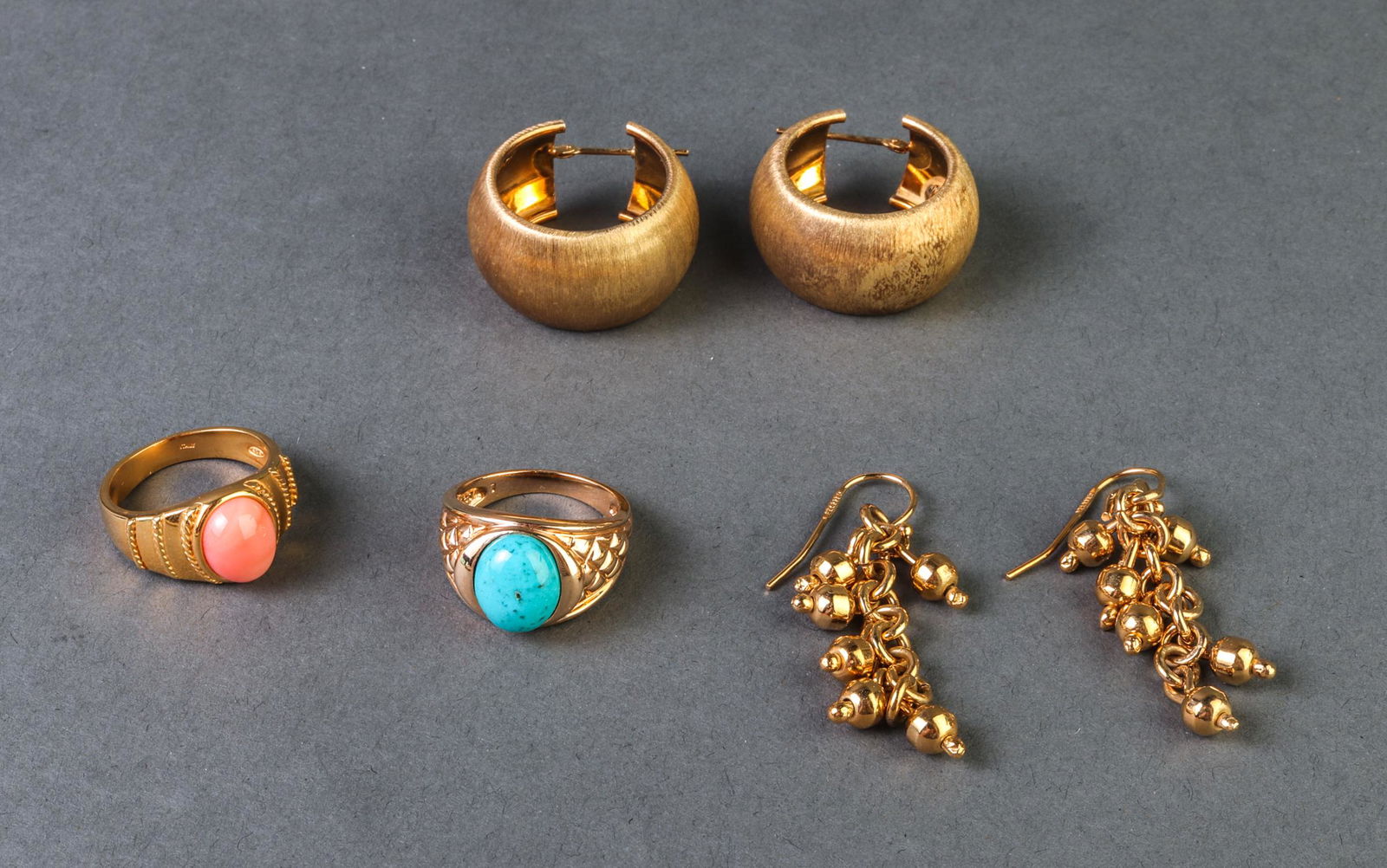 Gilt Silver Rings & Earrings, 4 Pcs. (1 of 5)