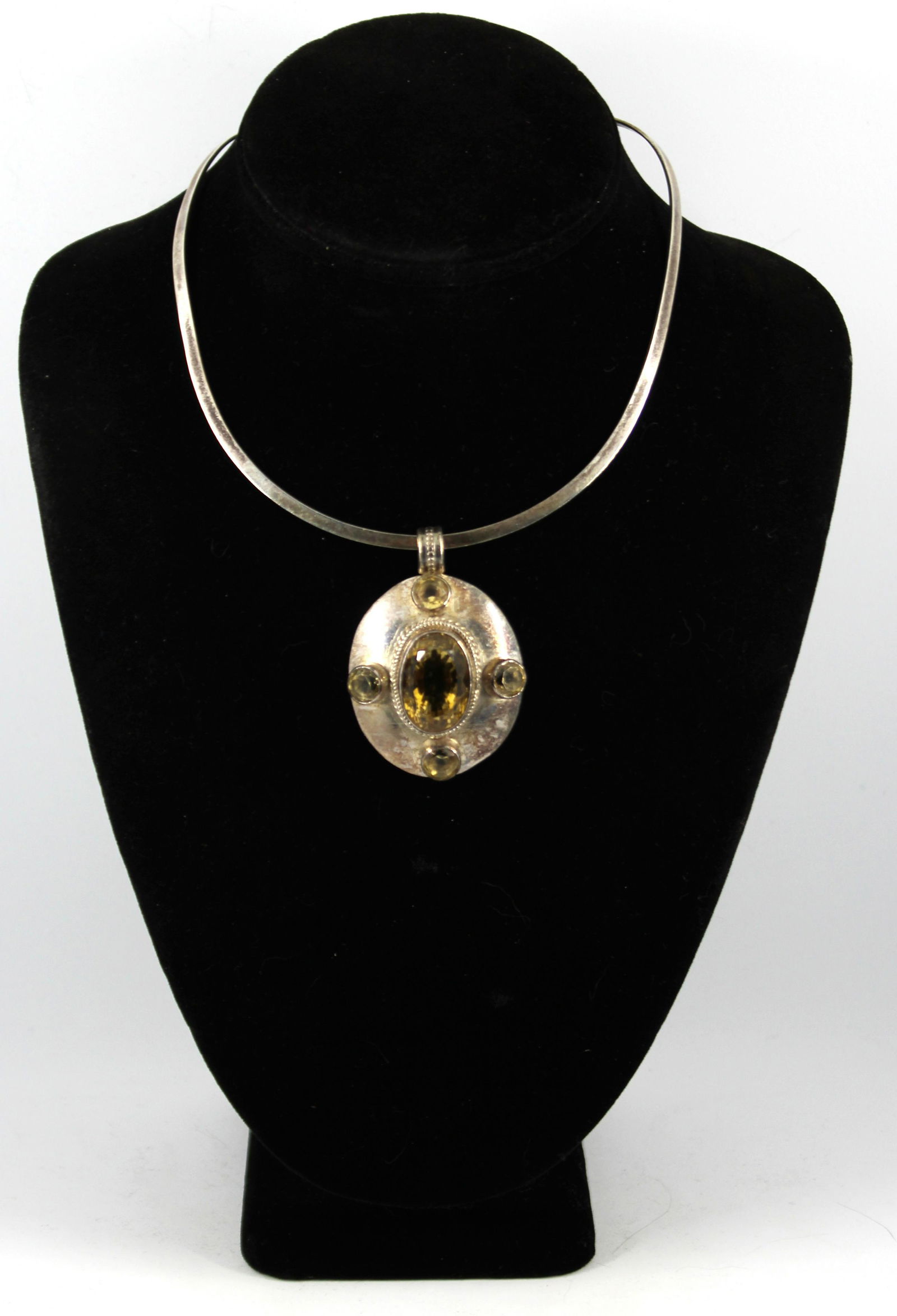 Vintage Modern Silver And Citrine Pendant Necklace (1 of 8)