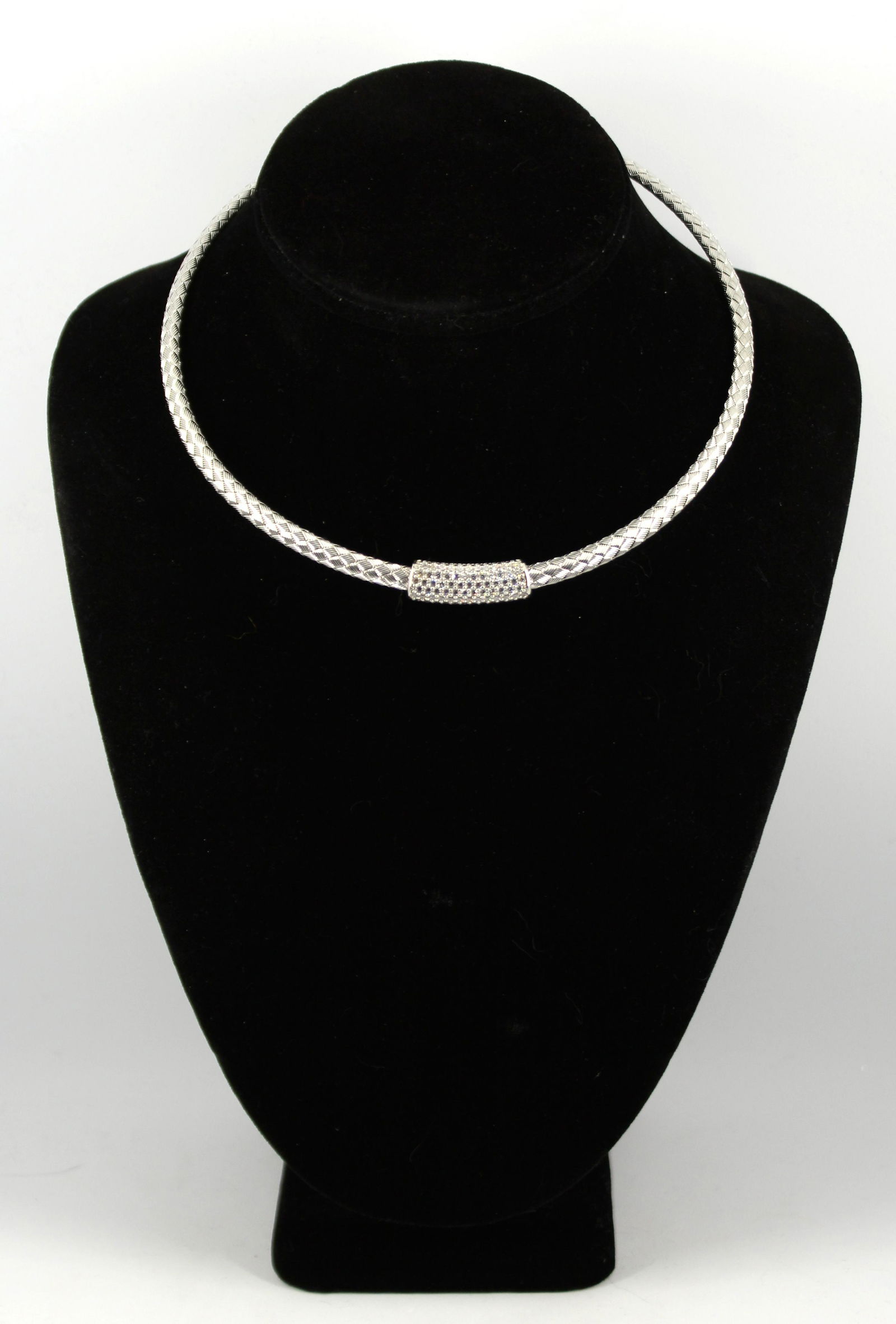 Silver And Faux-Diamond Collar Choker (1 of 6)