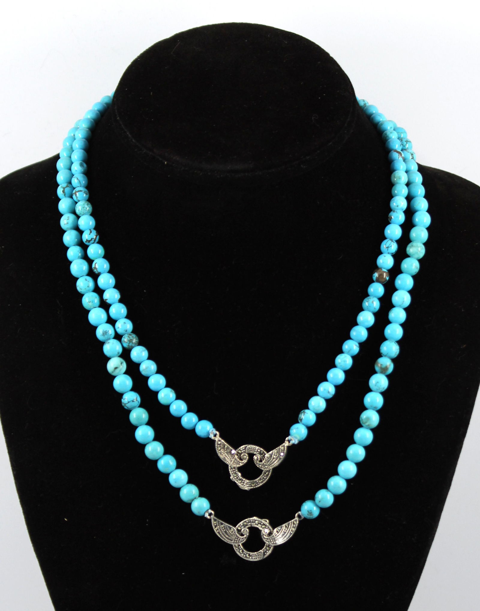 Turquoise Beaded & Sterling Silver Necklaces, 2 (1 of 7)