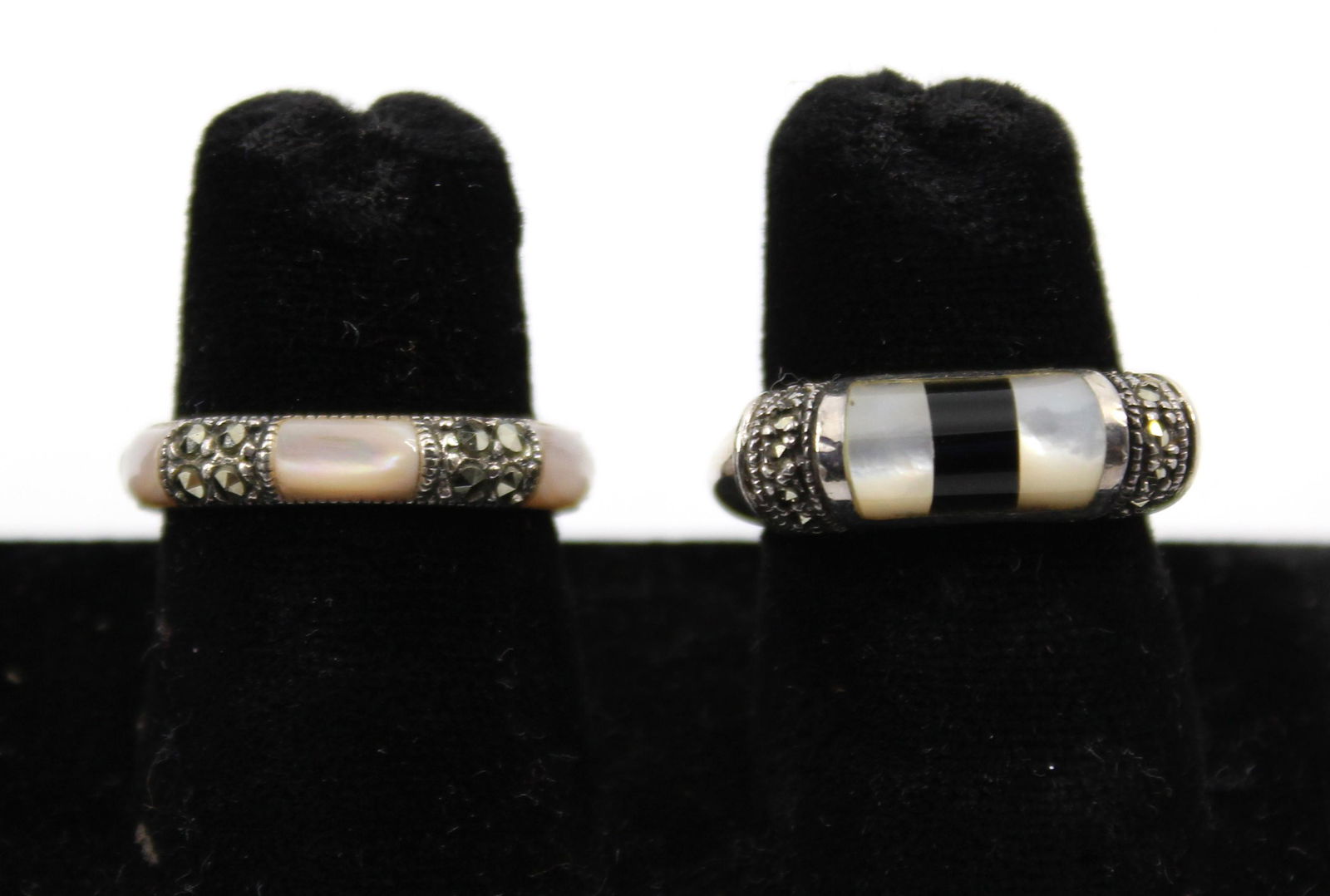 Silver, MOP, Marcasite & Onyx Rings, 2 (1 of 6)