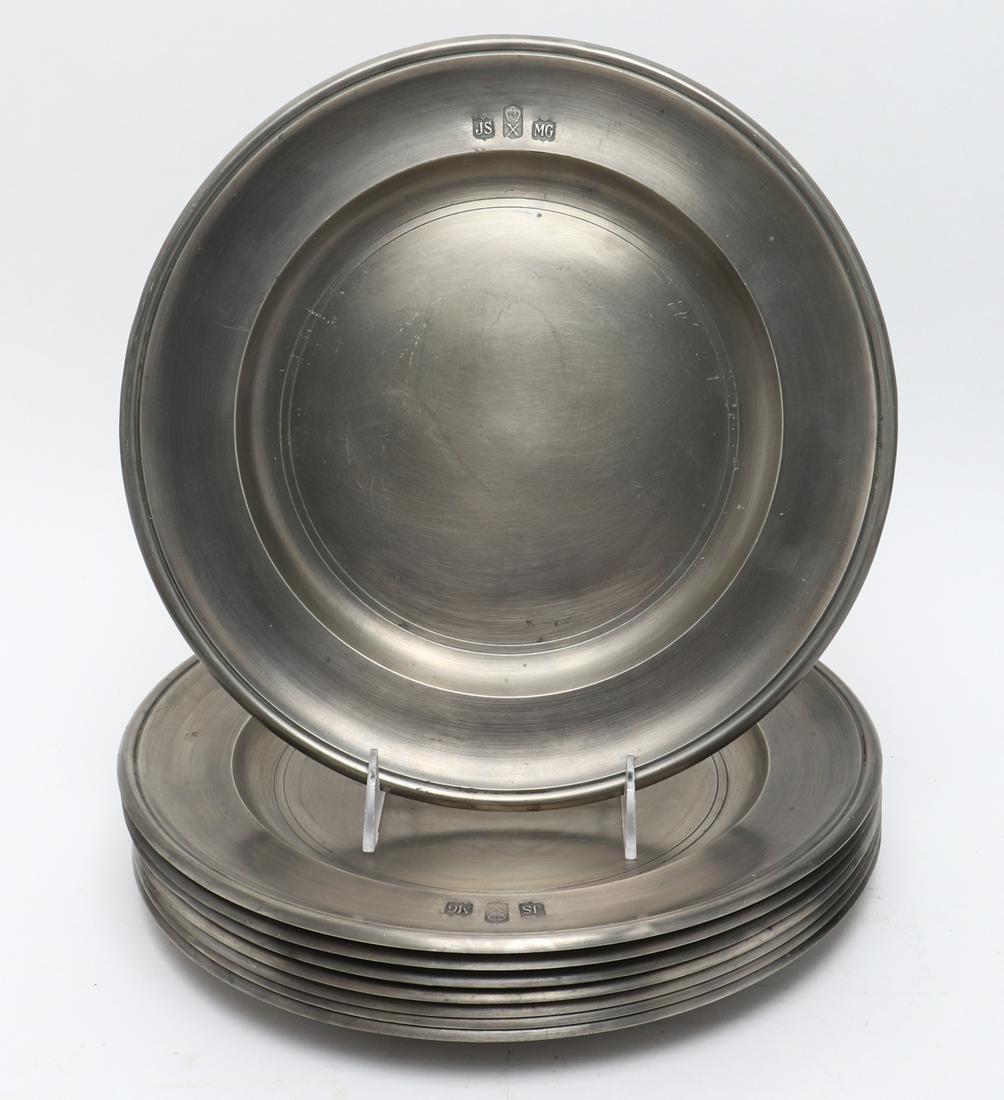 John Somers Pewter Plates, Set of 8 (1 of 3)