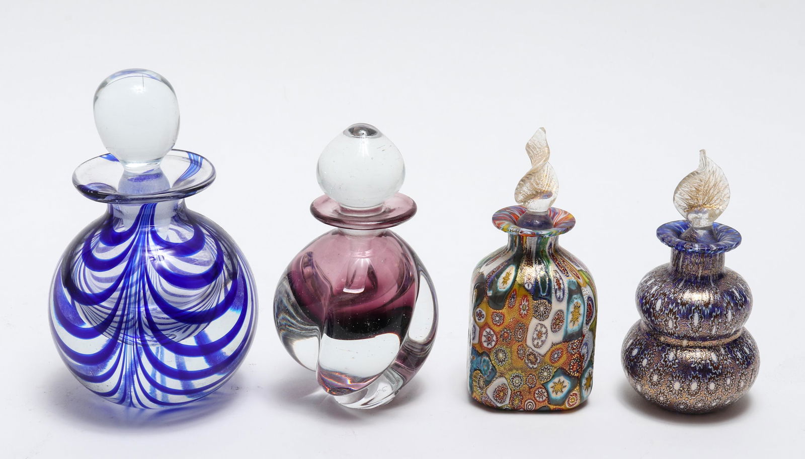 Group Of Colored Glass Perfume Bottles, 4 (1 of 2)