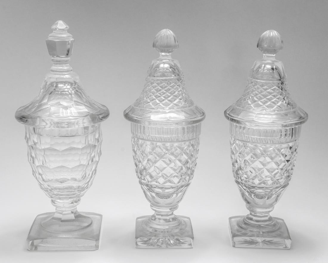 Glass Dome-Covered Jars, Group of 3 (1 of 2)