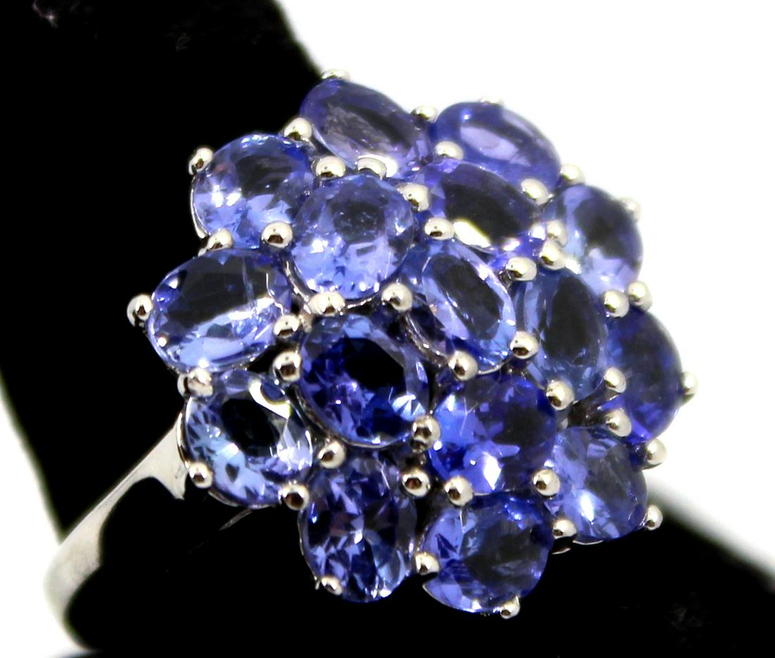 Modern Sterling Silver And Tanzanite Cluster Ring (1 of 6)