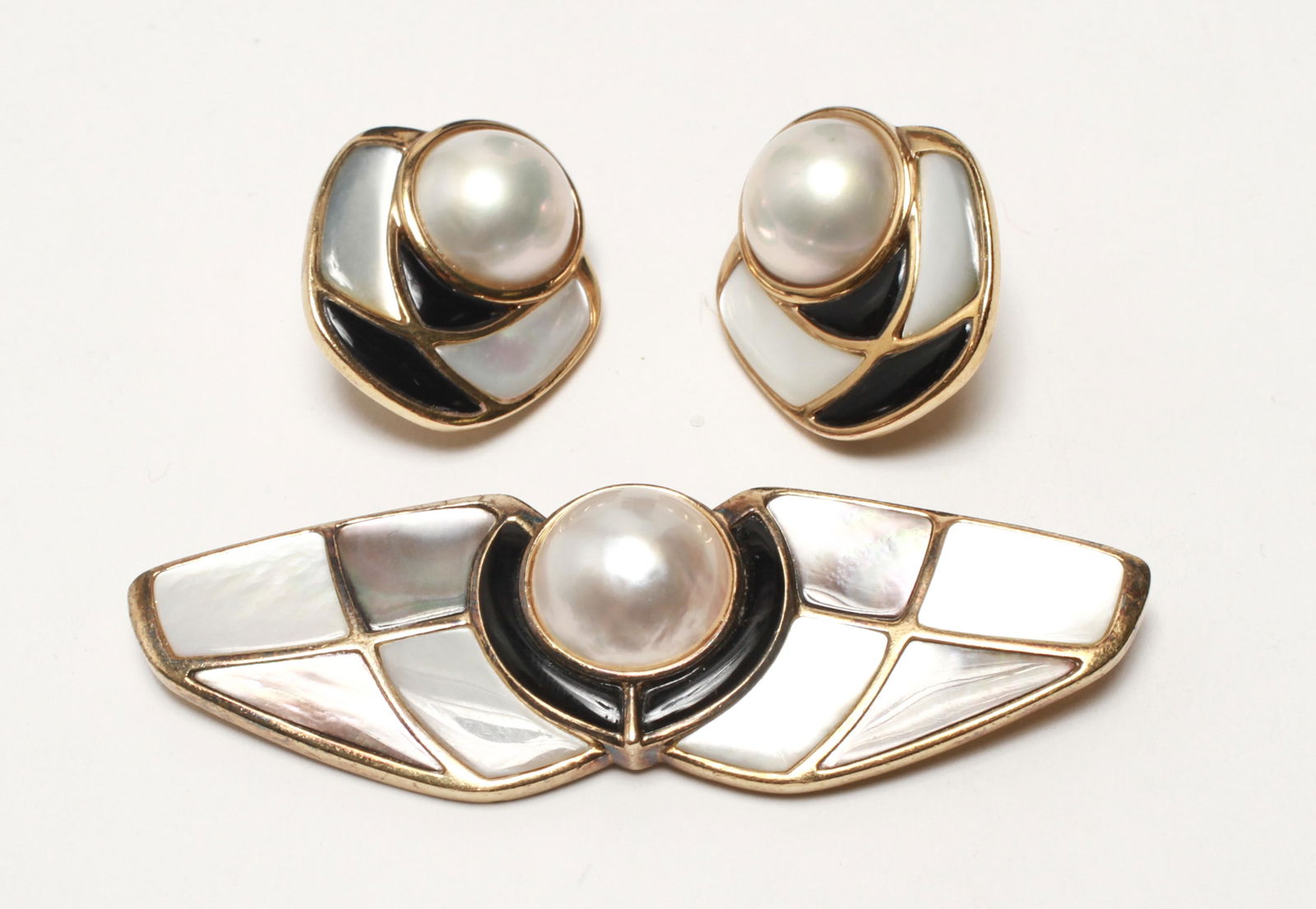 Kai-Yin Lo Silver Gilt Pearl Brooch & Earrings Set (1 of 5)