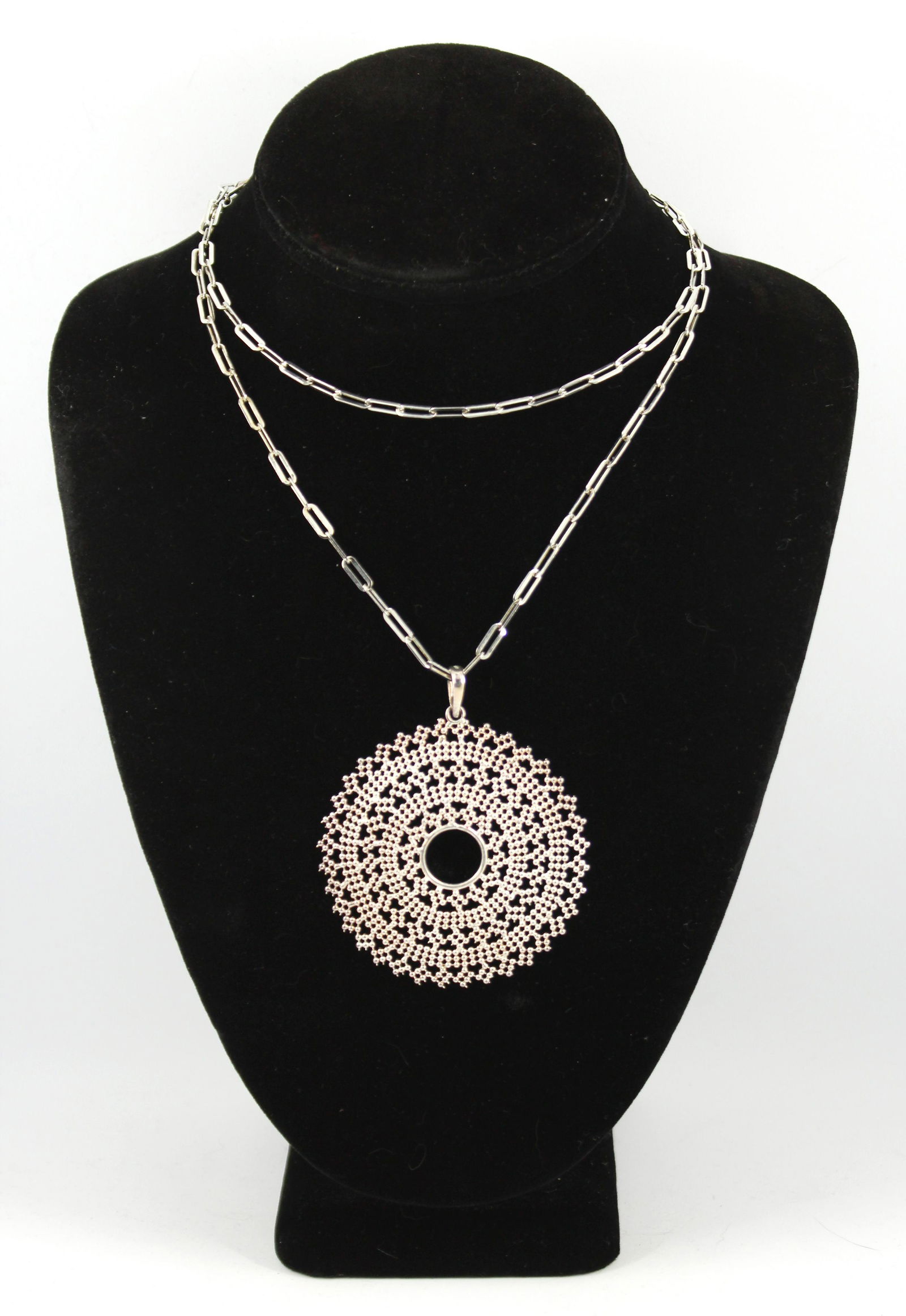 Modern Silver Bead Filigree Pendant Necklace (1 of 6)