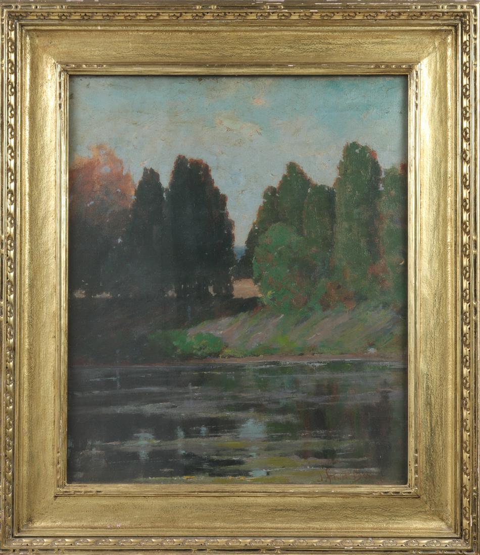 J Stewart Barney "Tranquil Lake" Oil (1 of 6)