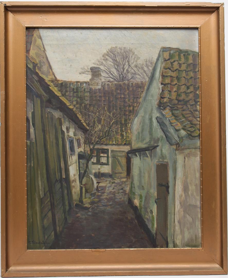 Signed A. Lindstein Outdoor Scene Oil on Canvas (1 of 4)