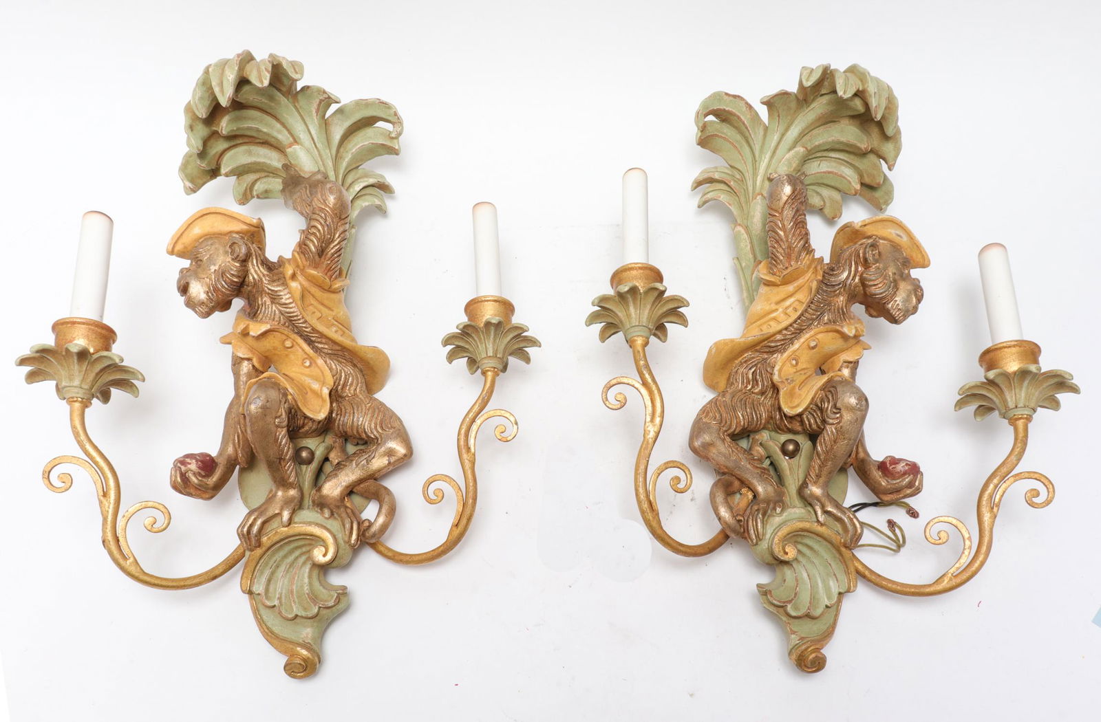 Whimsical Monkey Sconces Pair