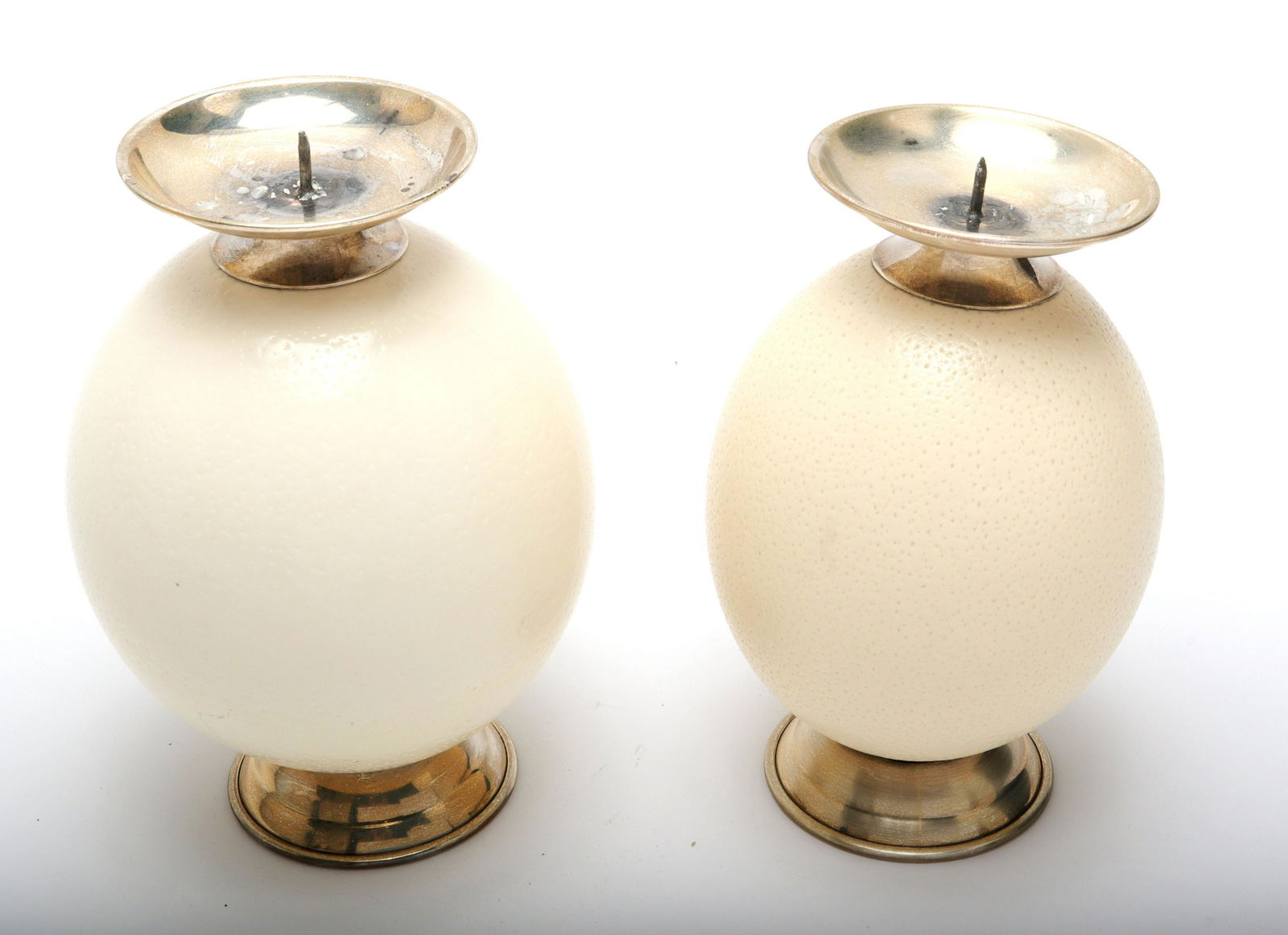 Modern Ostrich Egg Candlesticks, Set of 2 (1 of 3)