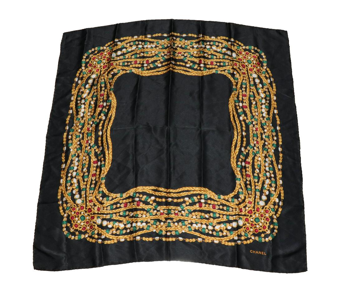 Chanel Silk Scarf with Chain & Jewel Motif (1 of 2)