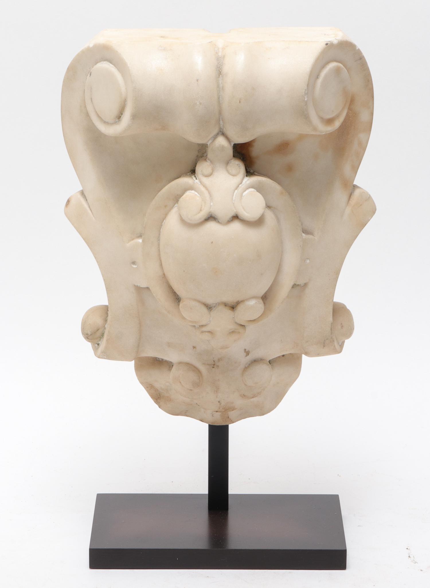 Hellonistic Marble Heraldic Cartouche on Stand (1 of 5)