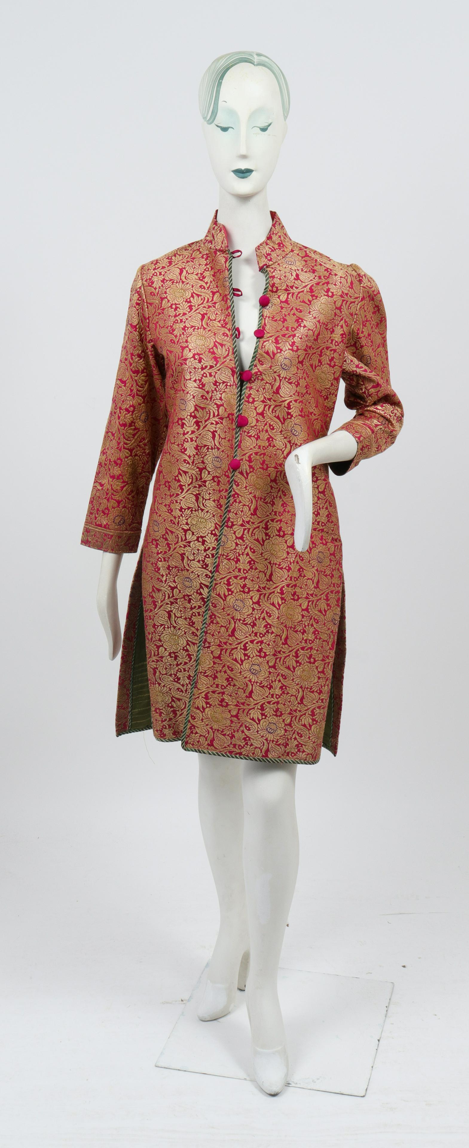 Indian Metallic Floral Silk Brocade Caftan Robe (1 of 7)