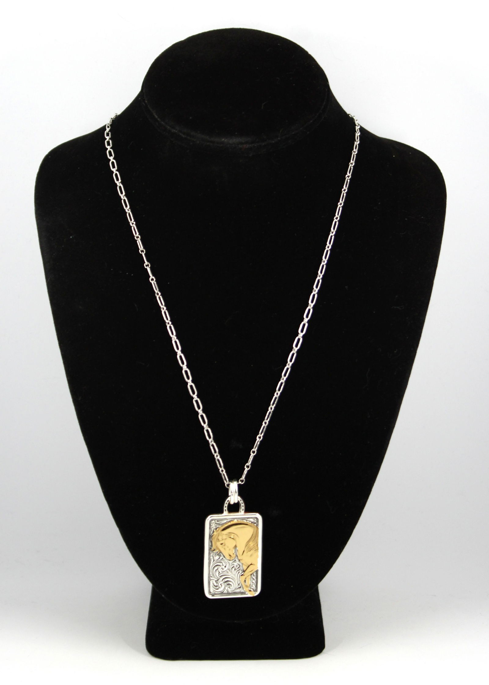 Art Nouveau Style Silver & Gold Wash Horse Pendant (1 of 5)