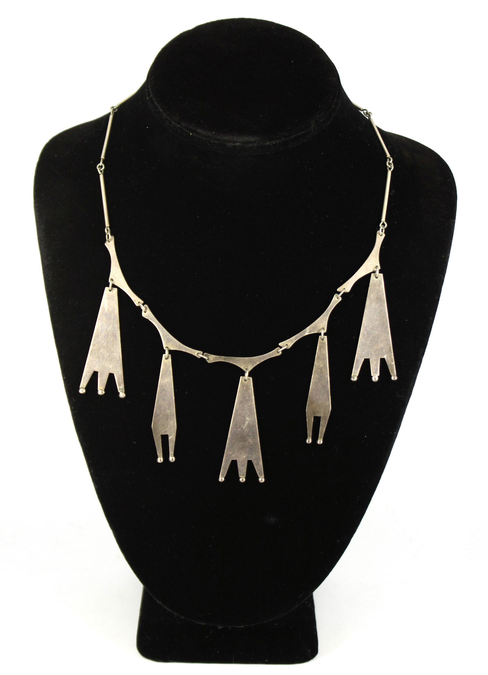 Vintage Mid-Century Modern Studio Silver Necklace (1 of 5)