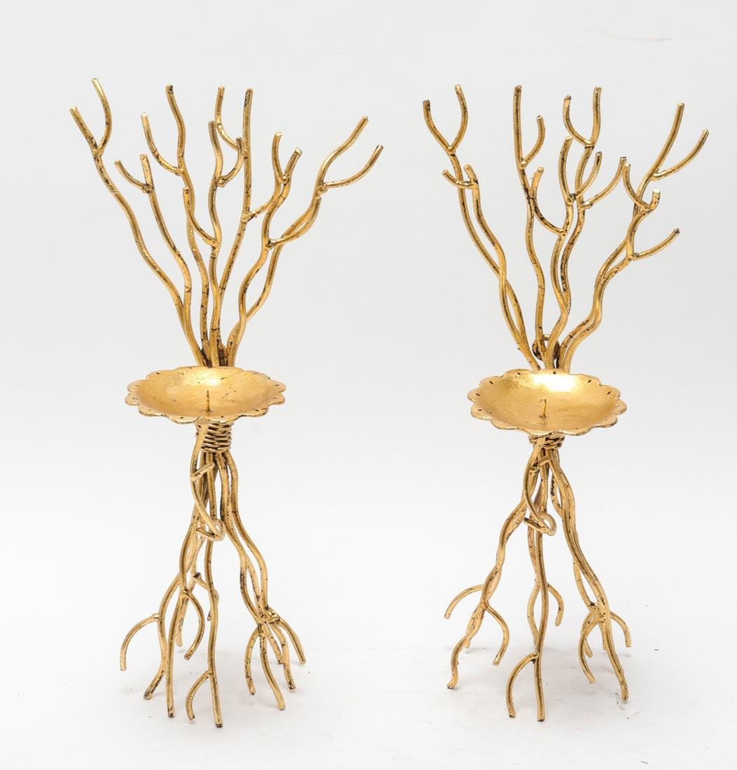 Michael Aram Style Gilt Metal Twig Candle Sconces (1 of 3)