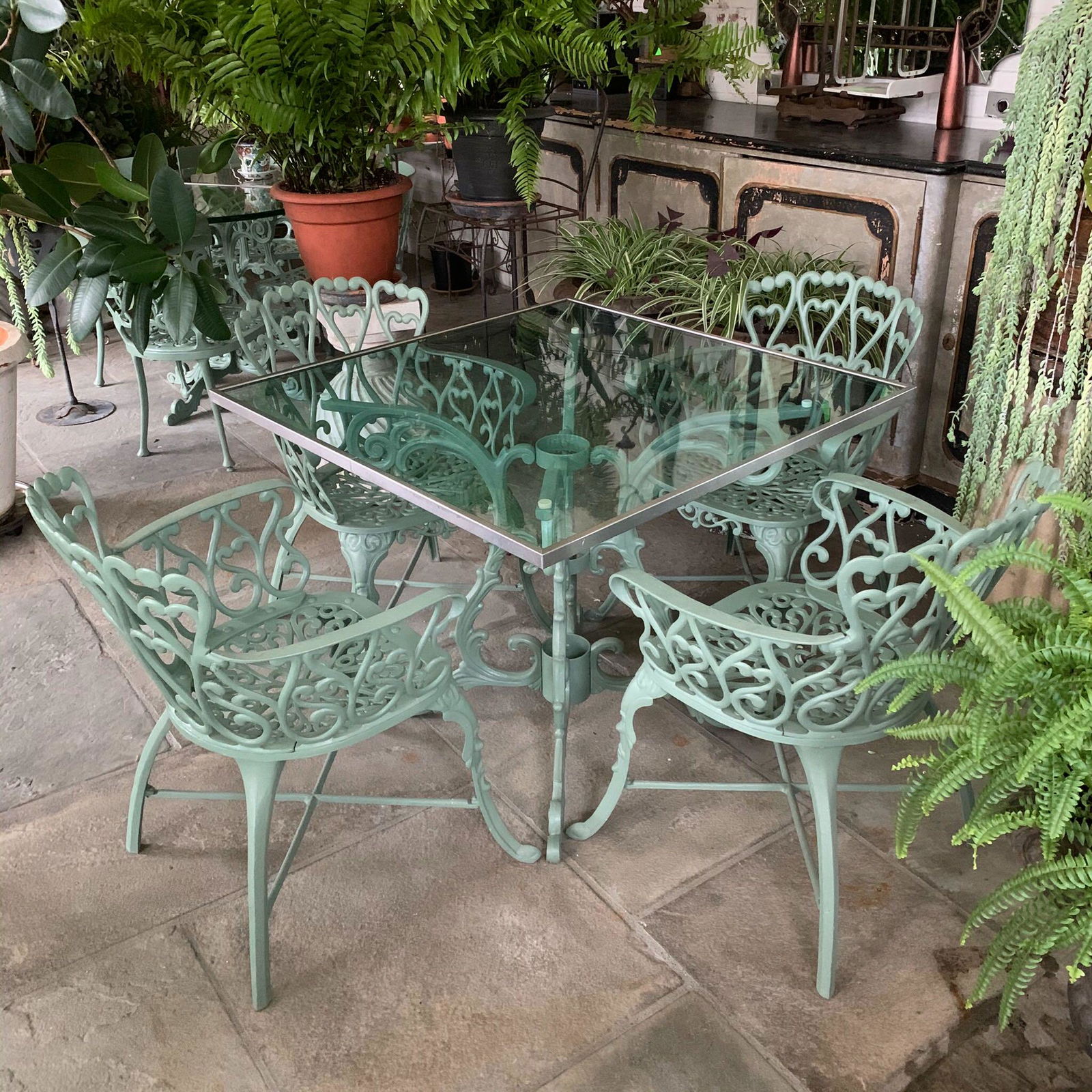 Cast Iron Garden Patio Outdoor, Table & 4 Chairs (1 of 6)