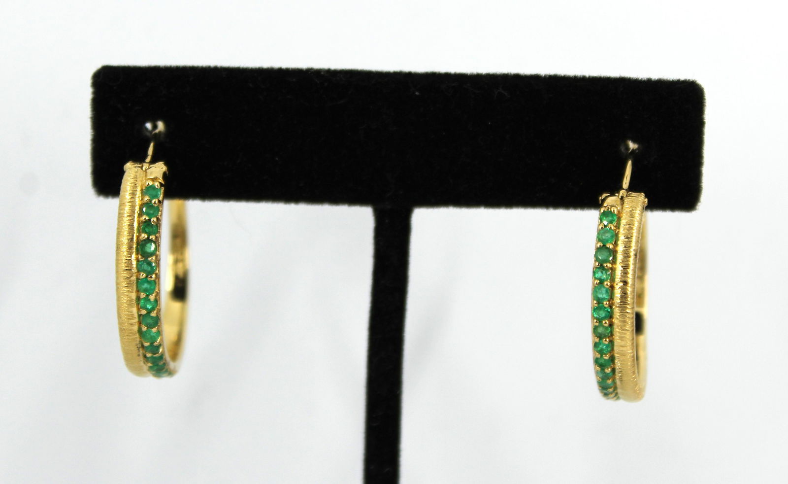 Modern Silver Vermeil And Emerald Hoop Earrings (1 of 5)