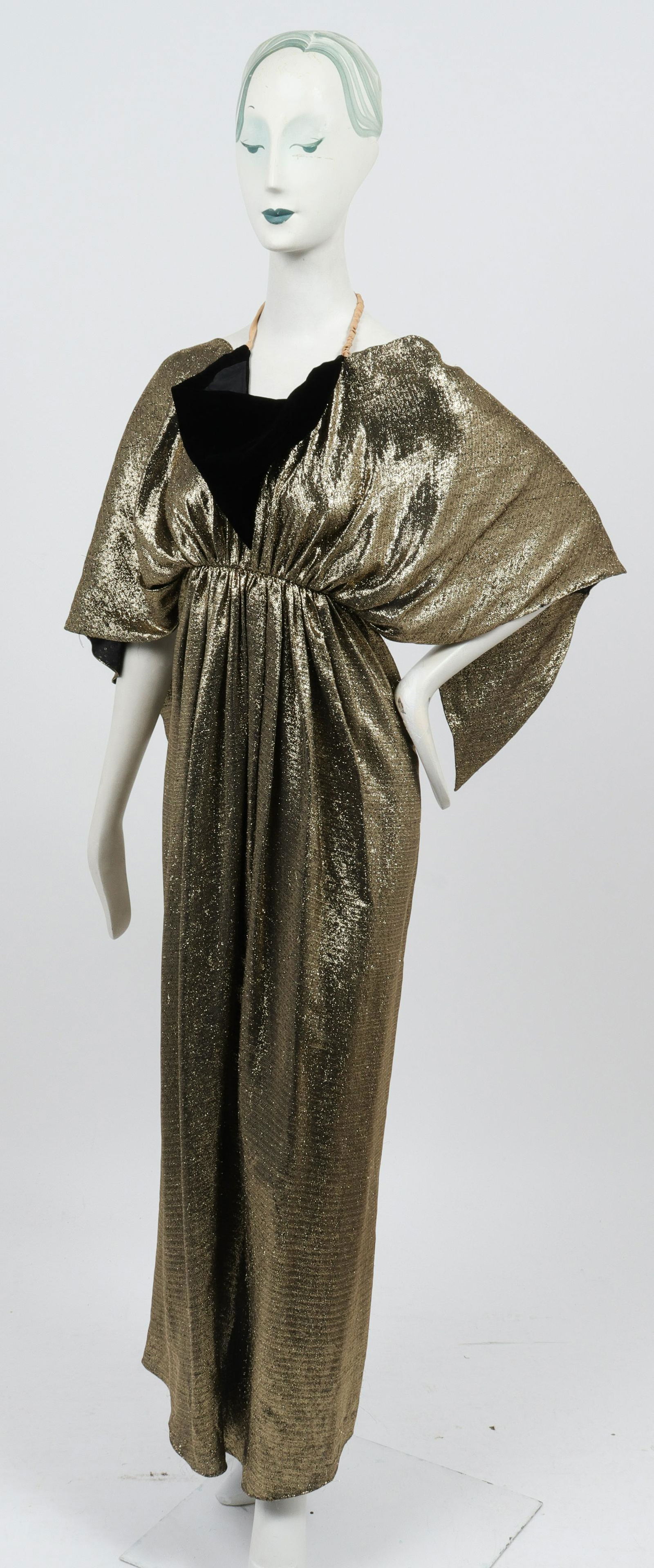 Bill Blass Metallic Silk & Velvet Halter Dress (1 of 7)