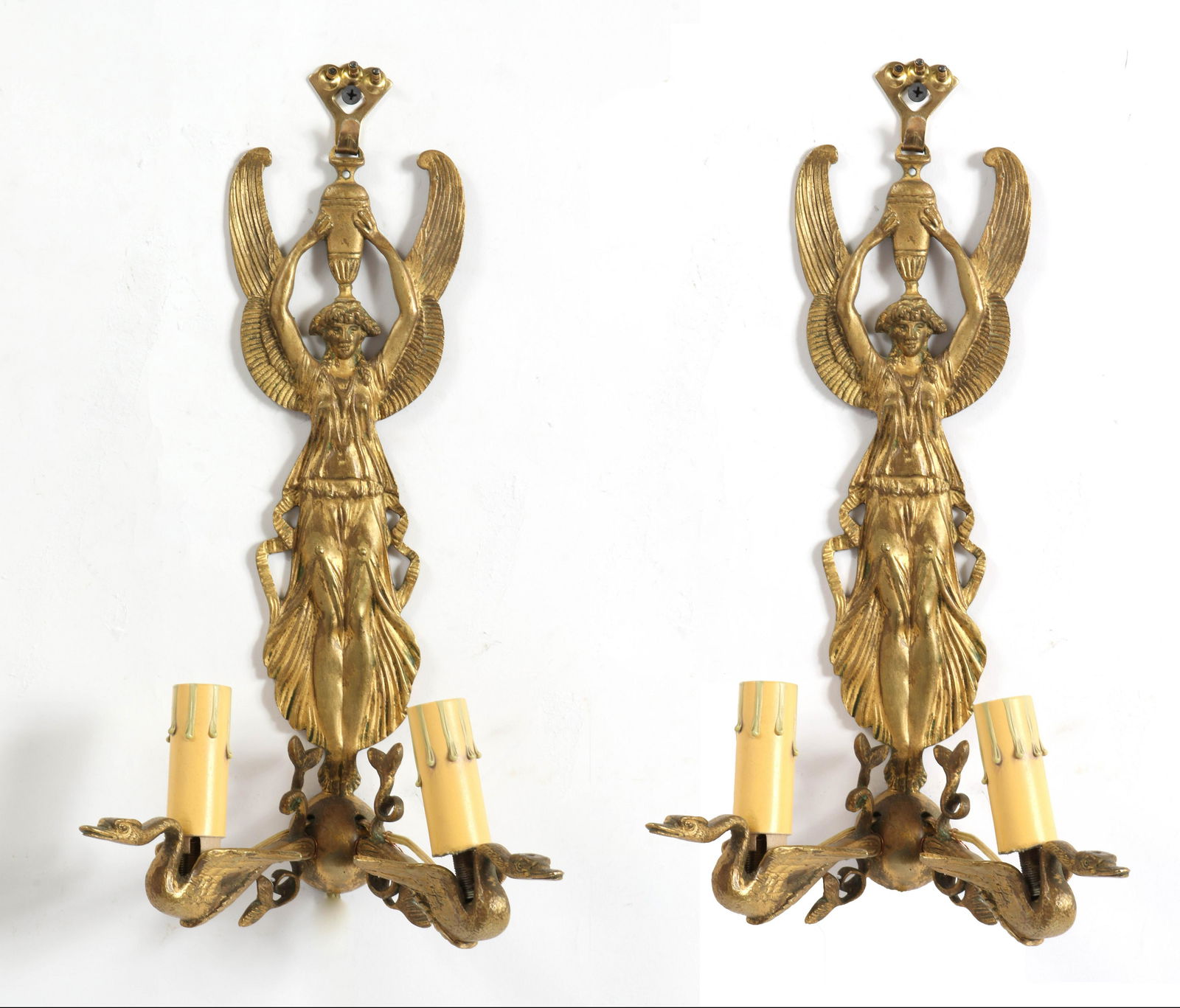 French Art Nouveau Style Figural Sconces, Pair (1 of 6)
