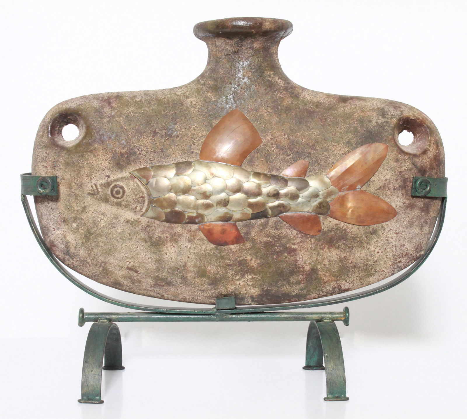 Modern Vase Sculpture with Fish Motif, Mixed Media (1 of 7)