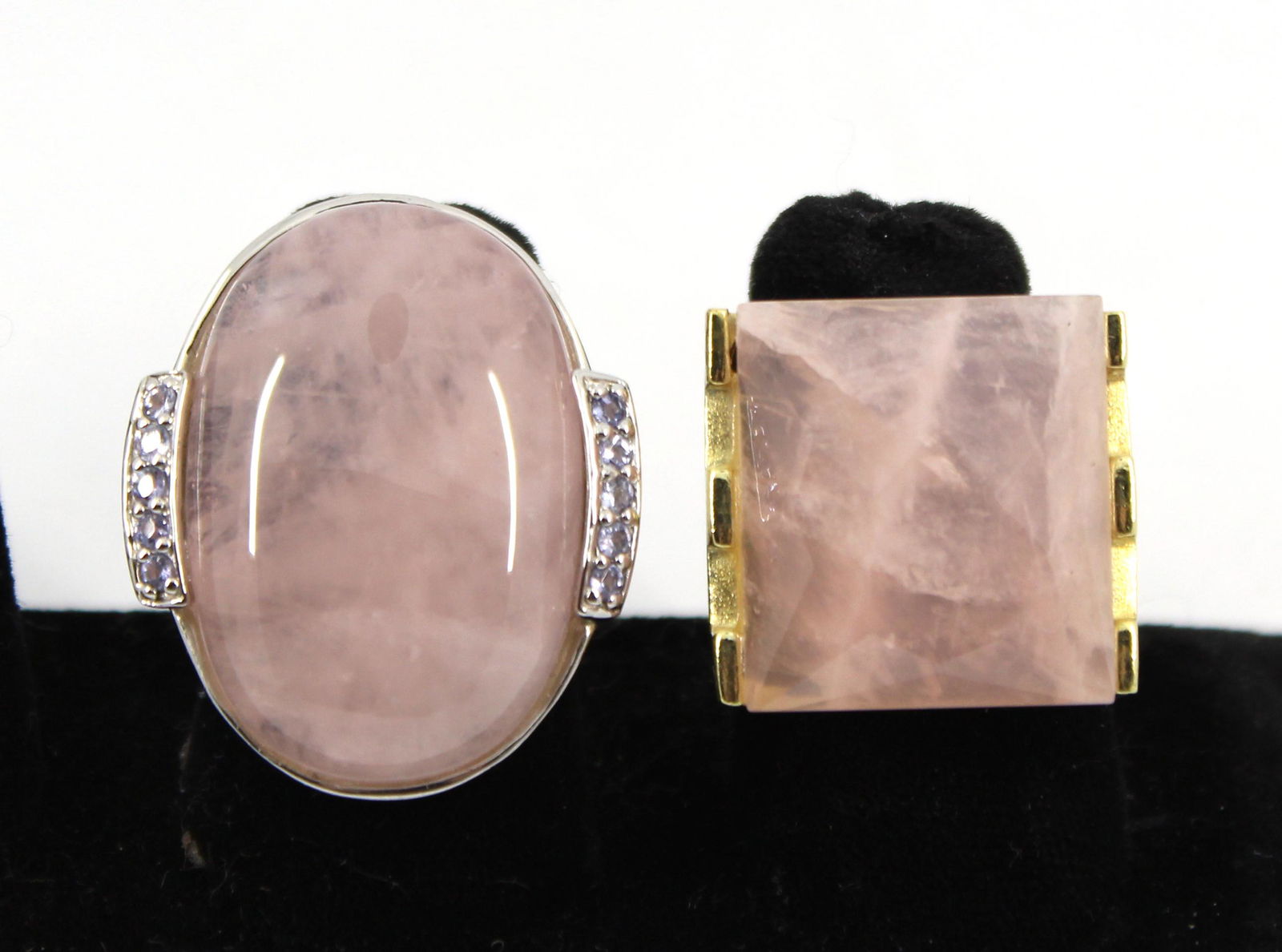 Silver & Gold Tone Rose Quartz Ring, Lot of 2 (1 of 6)
