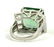 Silver, Green Stone, and White Topaz Ring - 4