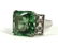 Silver, Green Stone, and White Topaz Ring - 6