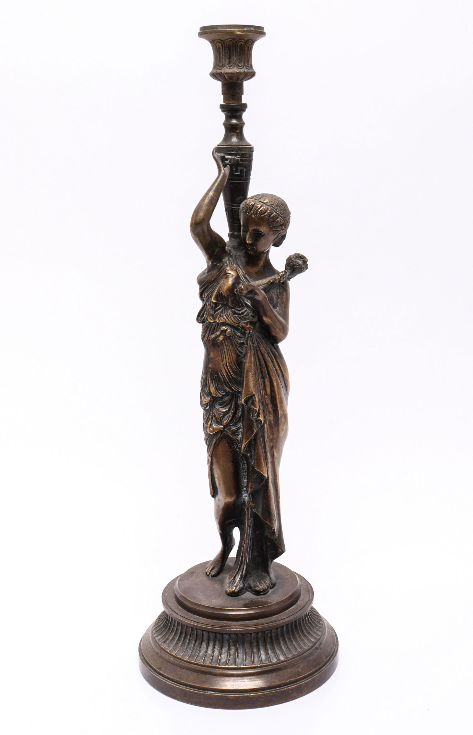 Neoclassical Manner Figural Bronze Candlestick (1 of 6)