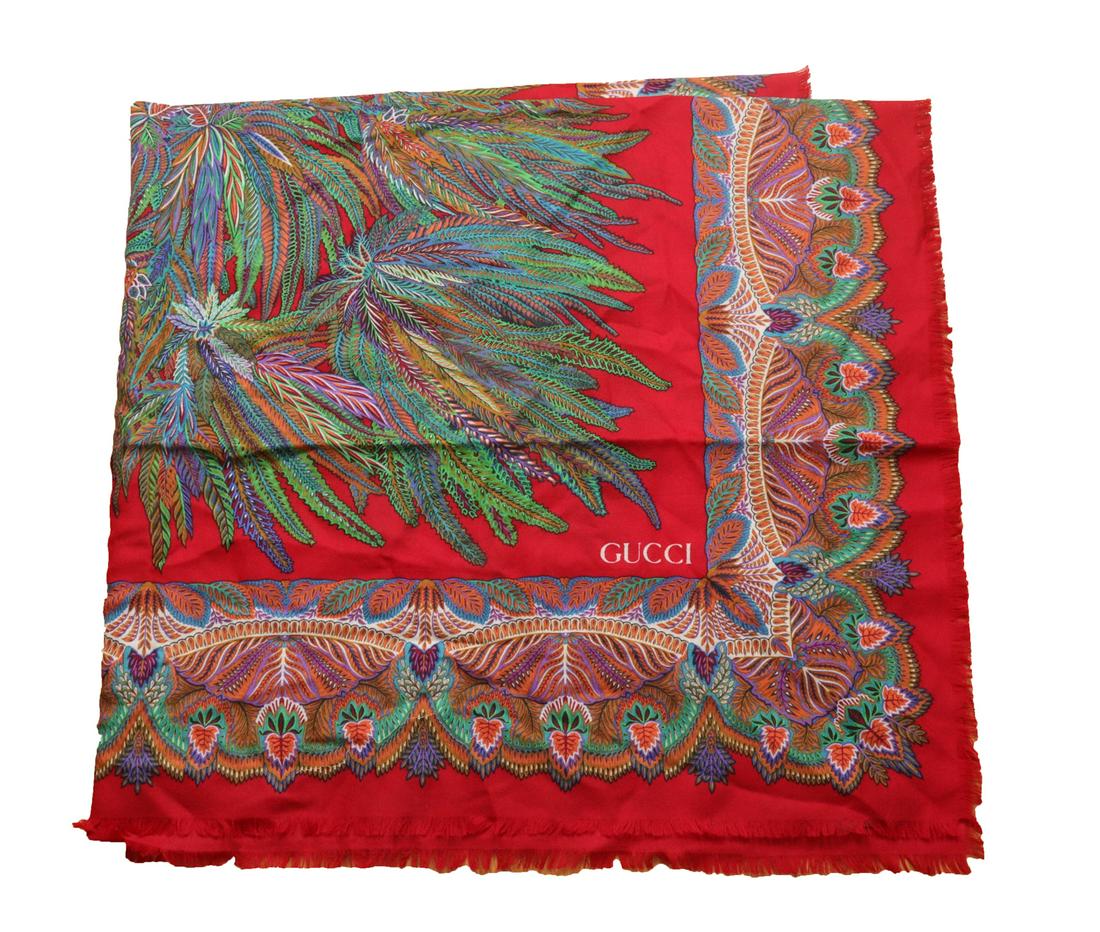 Gucci Fern Pattern Wool & Silk Blend Scarf (1 of 4)