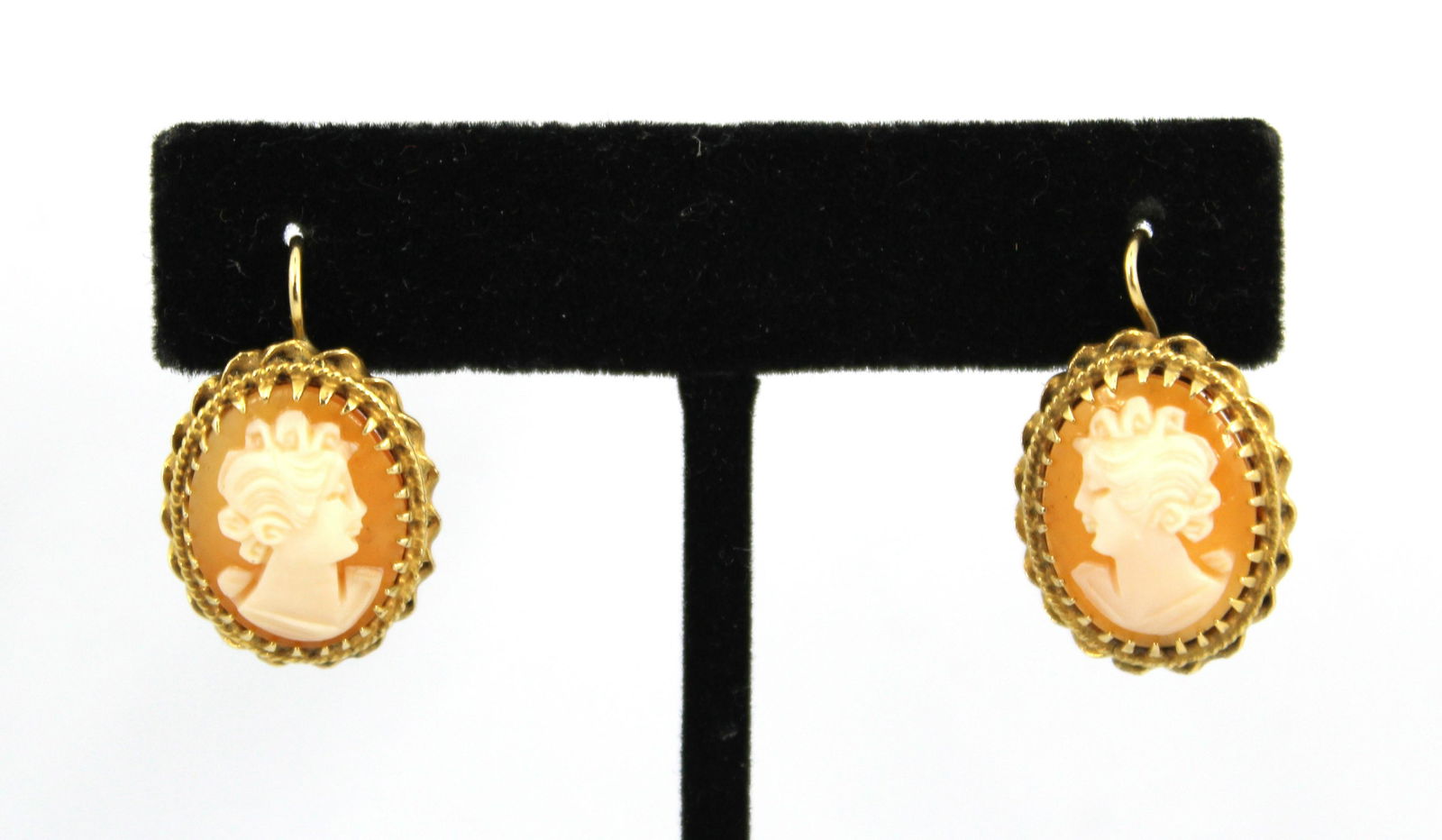 Vintage 14K Yellow Gold Frame Cameo Earrings (1 of 5)