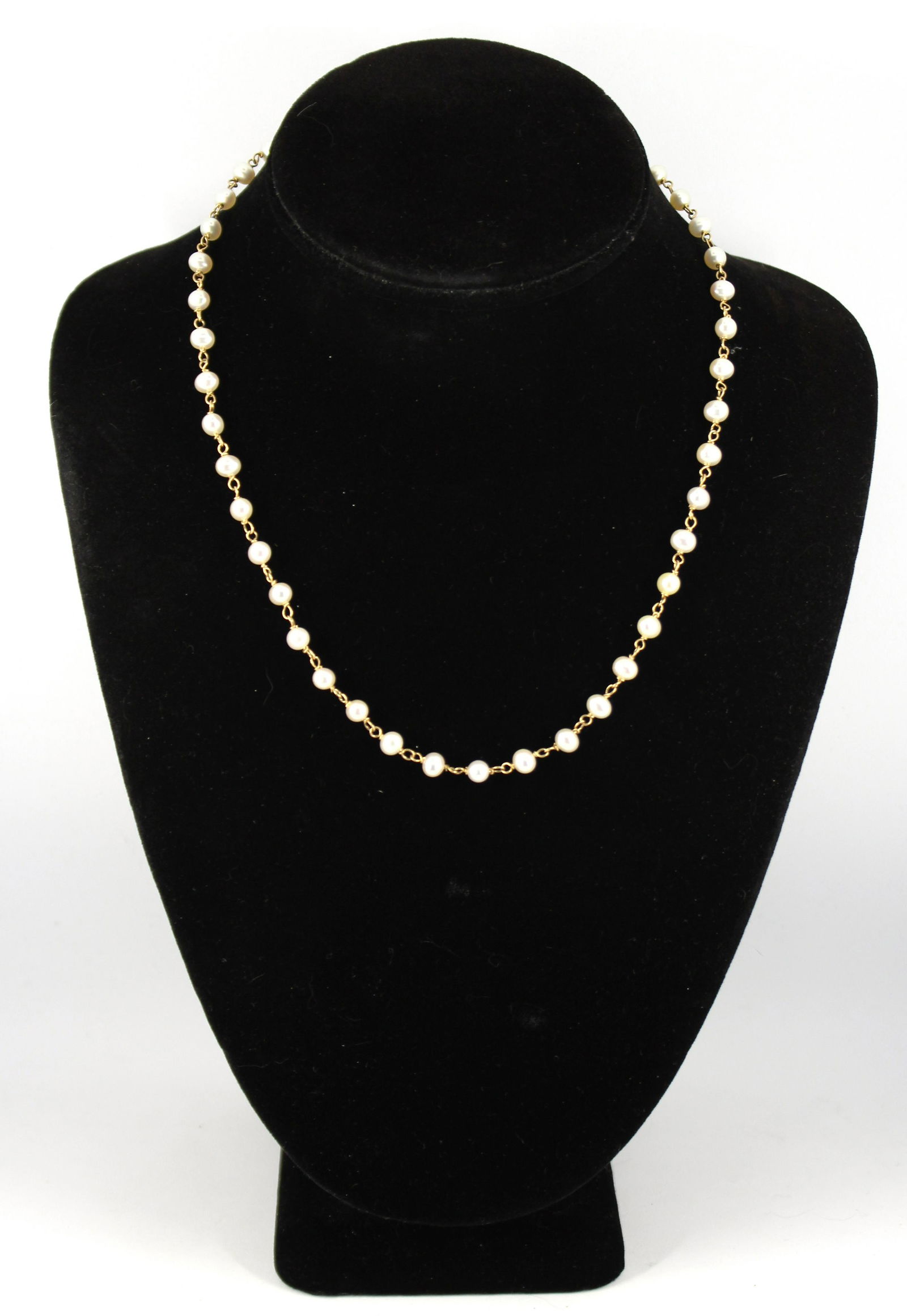 Vintage 14K Yellow Gold  And Pearl Link Necklace (1 of 5)