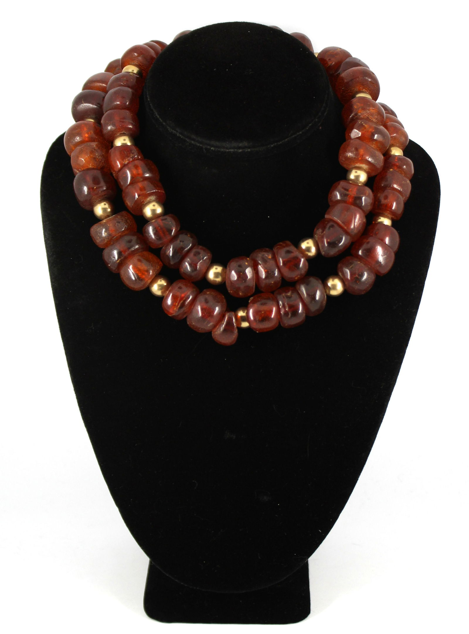 Antique 10K YG Baltic Amber Beaded Necklace (1 of 5)