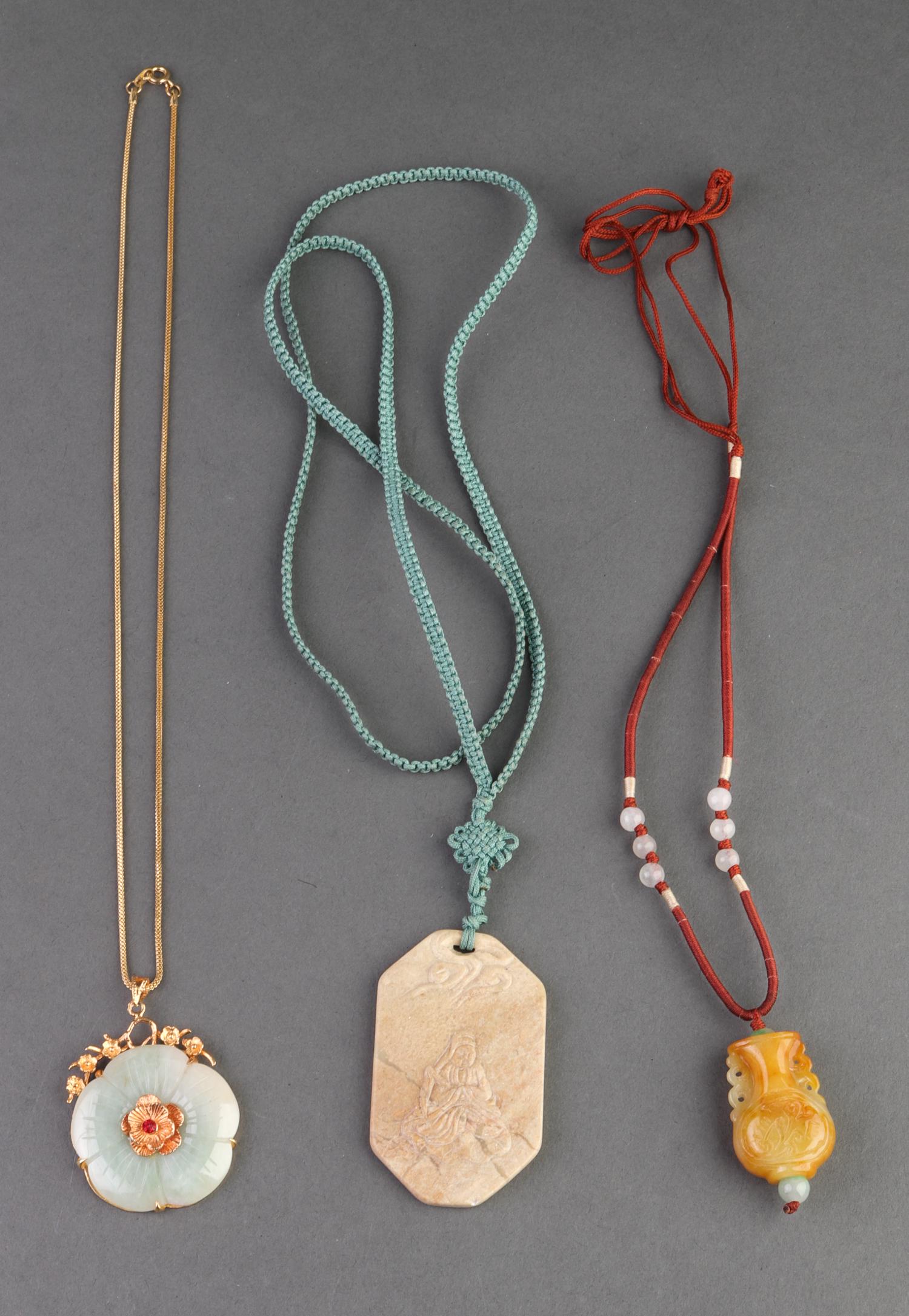 Jade & Carved Stone Pendant Necklaces, 3 (1 of 8)