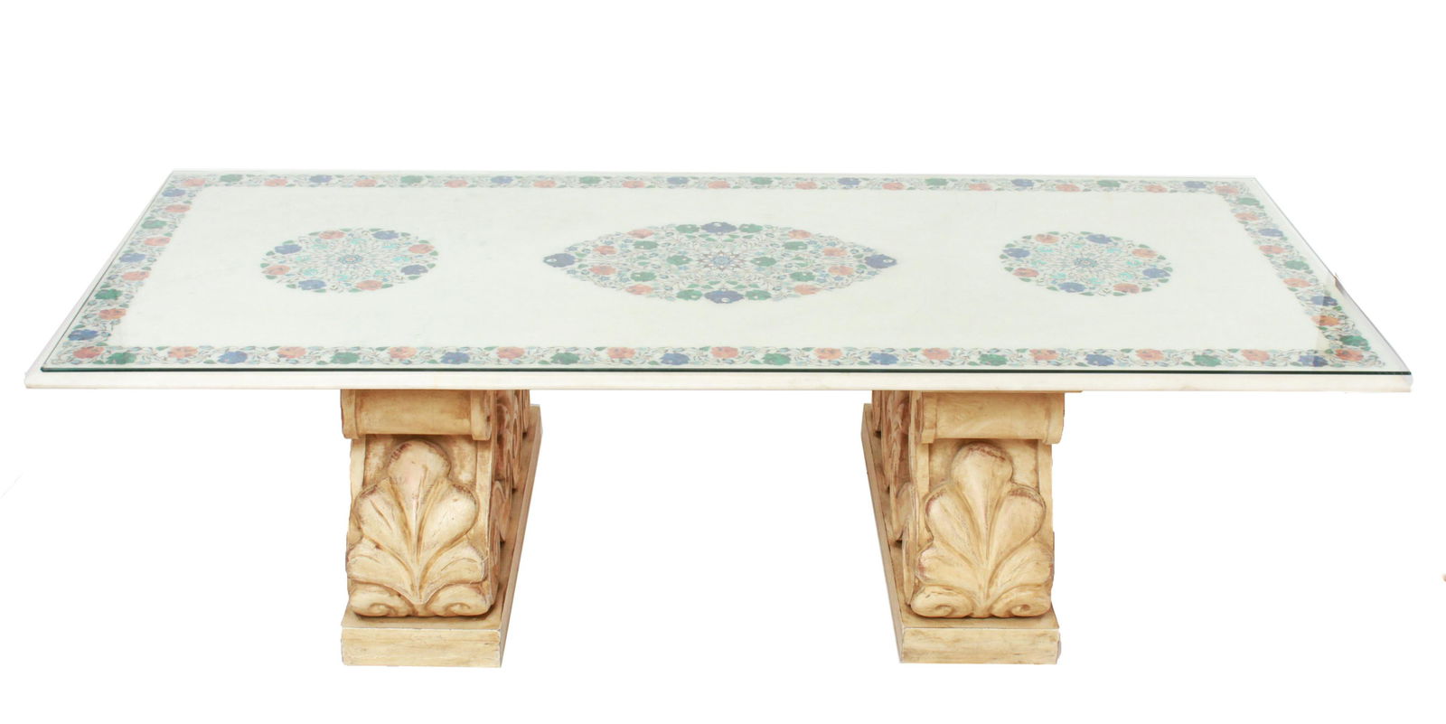 Indian Style Marble Mosaic Foliate Coffee Table (1 of 11)