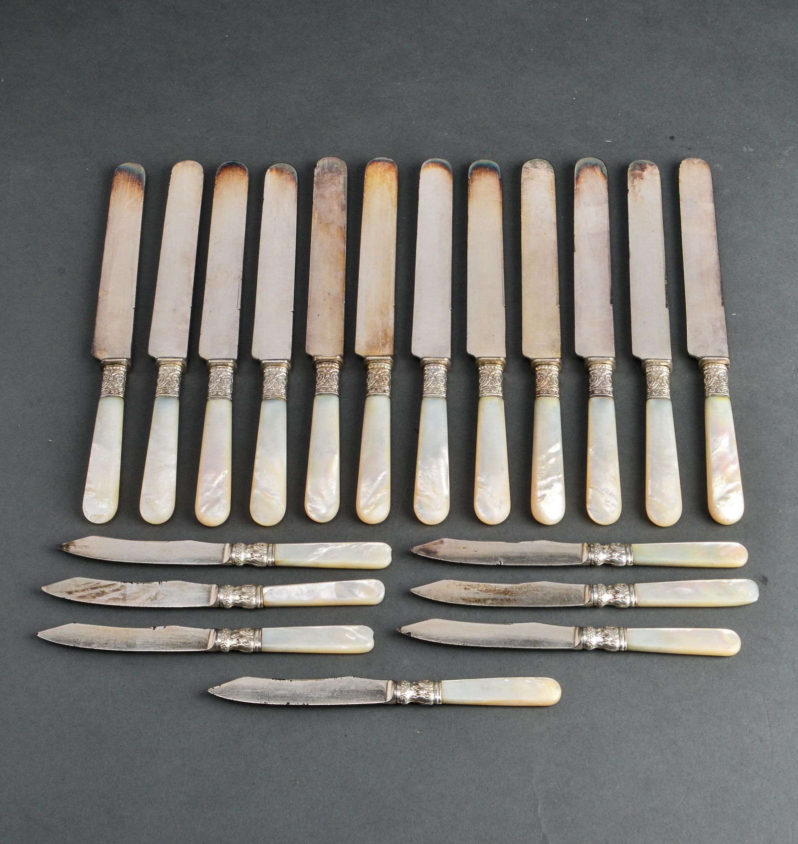 Silver & Mother-of-Pearl Knives Group of 19 (1 of 8)