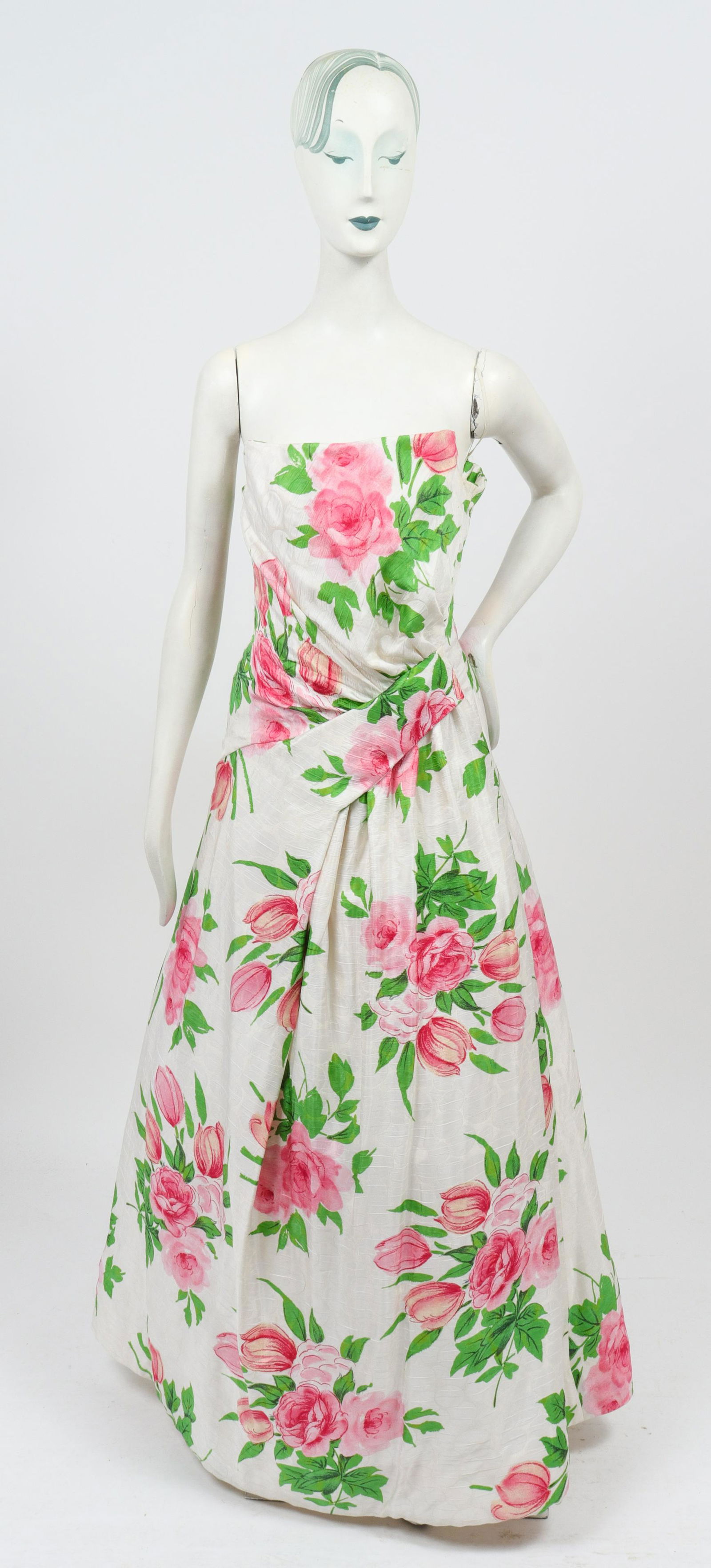 Scaasi Floral Strapless Dress (1 of 6)