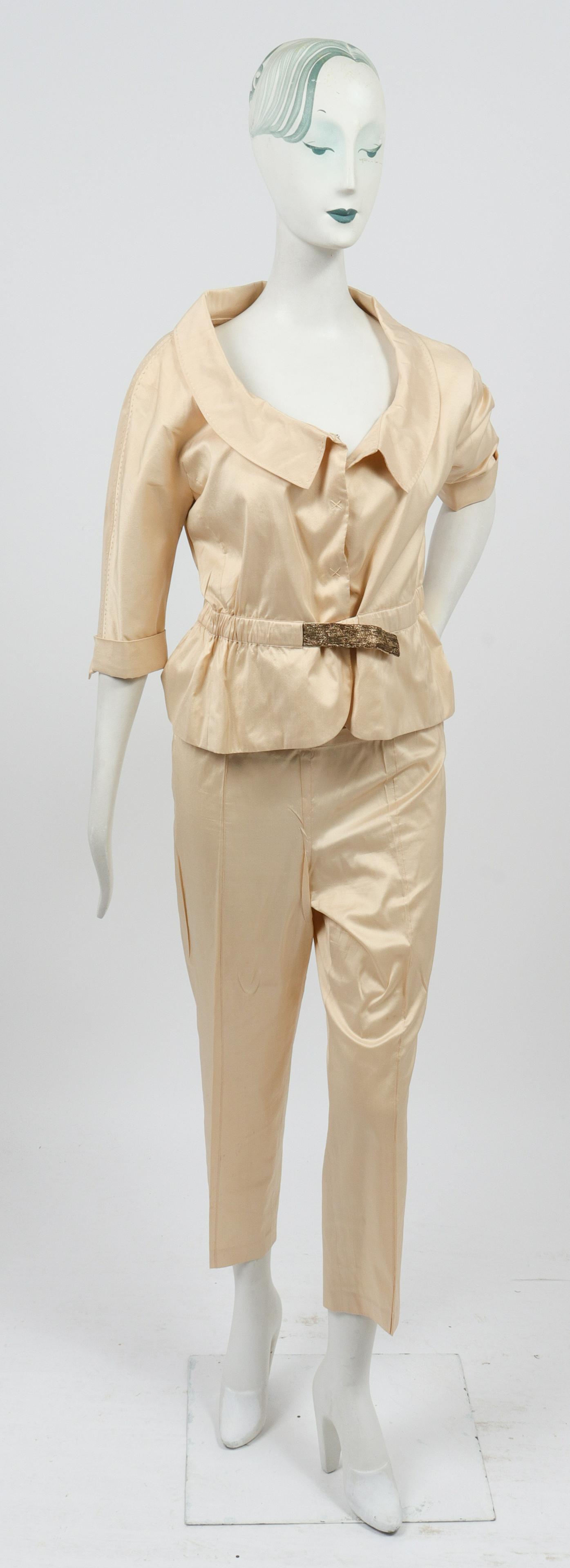 Vera Wang Satin Two-Piece Shirt & Pants Set (1 of 7)