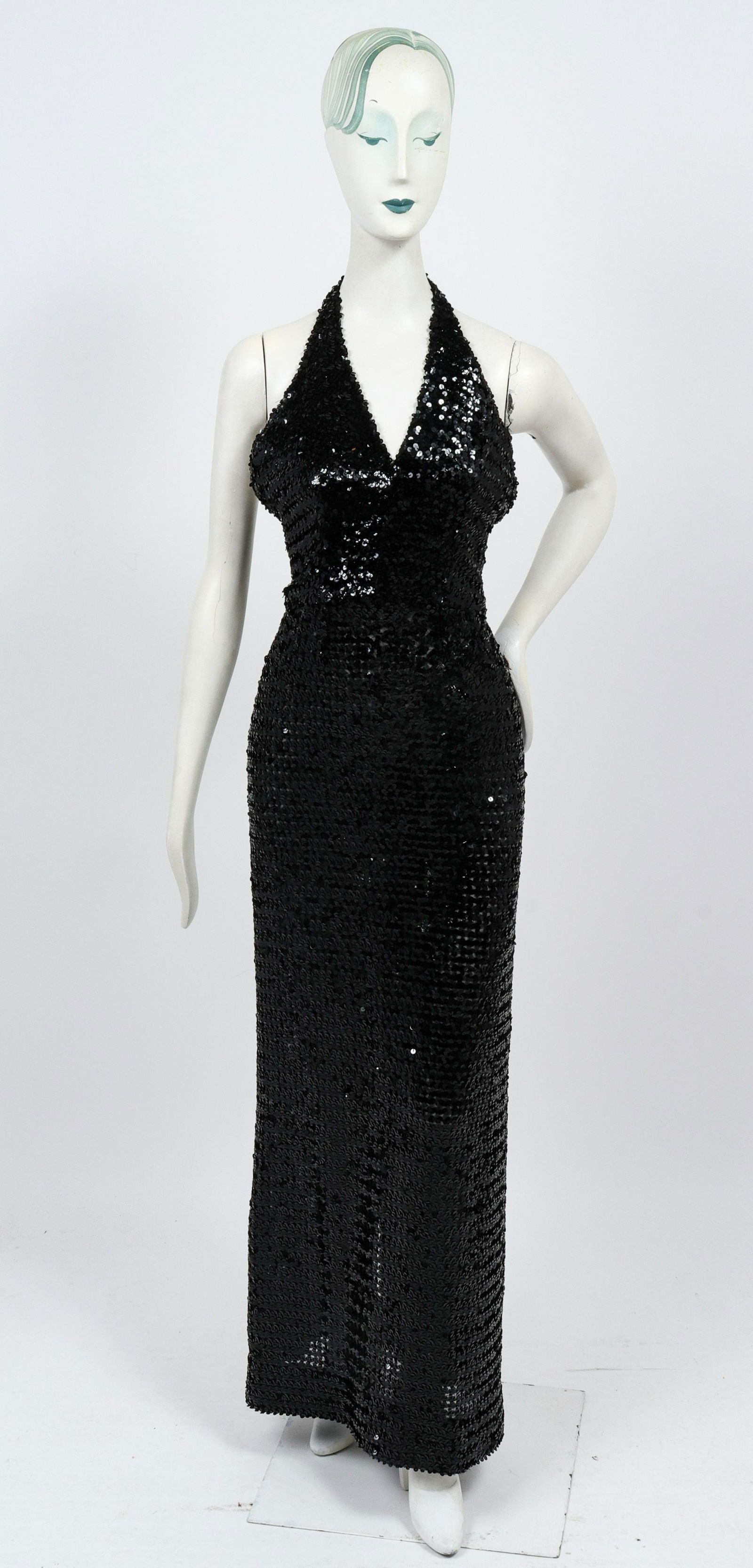 Fully Sequined Halter Top Evening Gown (1 of 6)