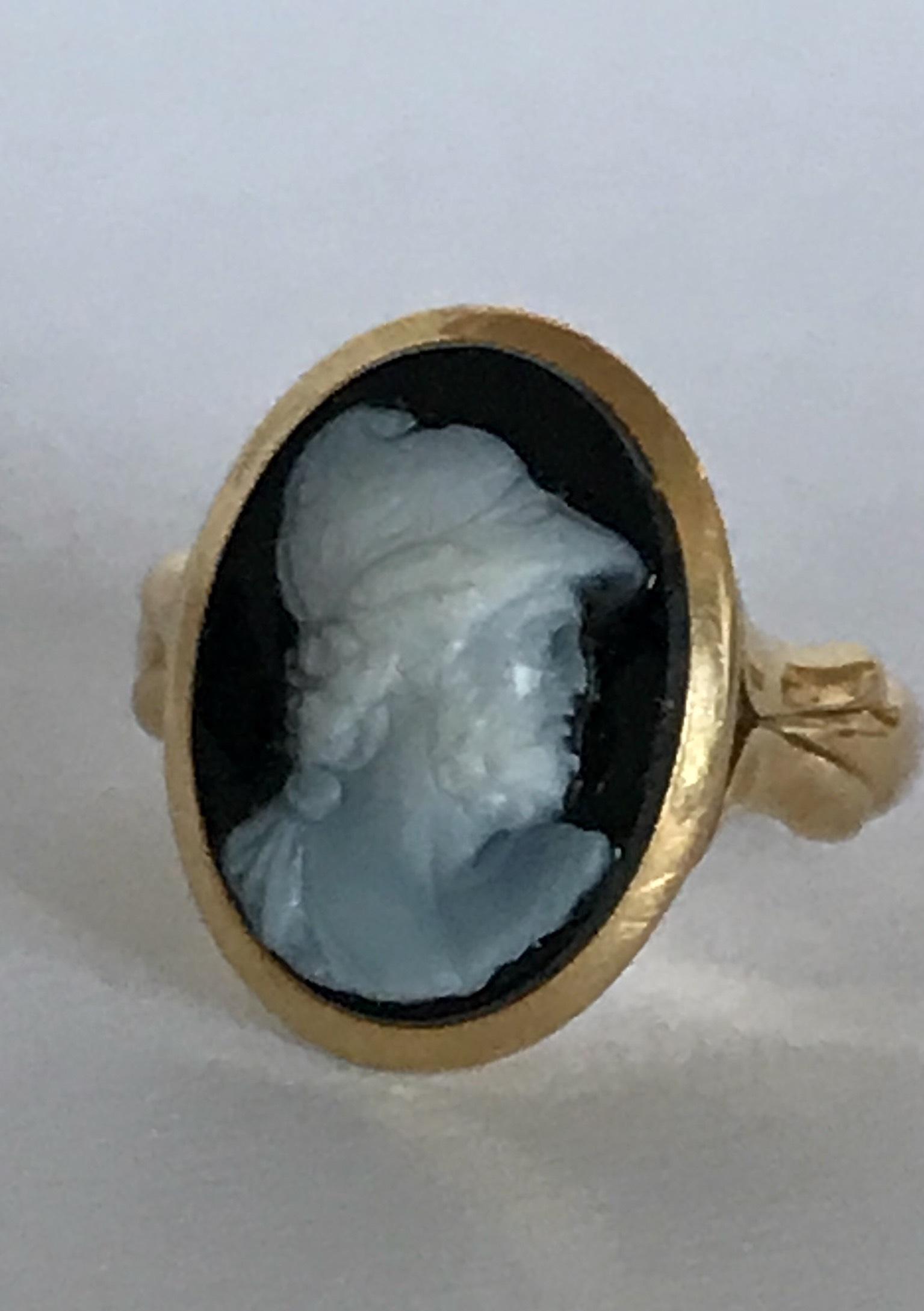 Antique 18k Gold Sardonyx Ancient Roman Cameo Ring (1 of 8)