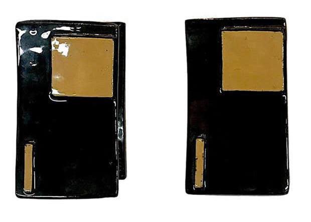 Mid-Century Modern Italian Ceramic Handles, Pair (1 of 9)