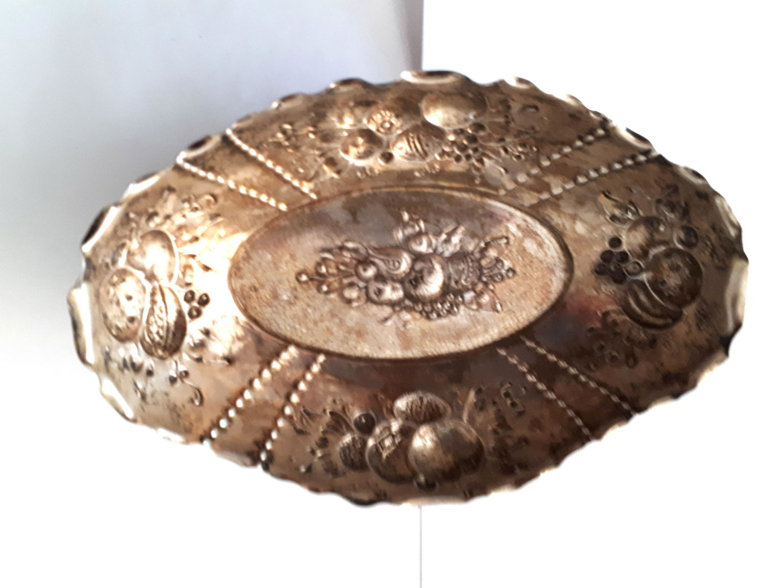 Posen .800 Silver Repousse Bowl With Fruit Motif (1 of 4)