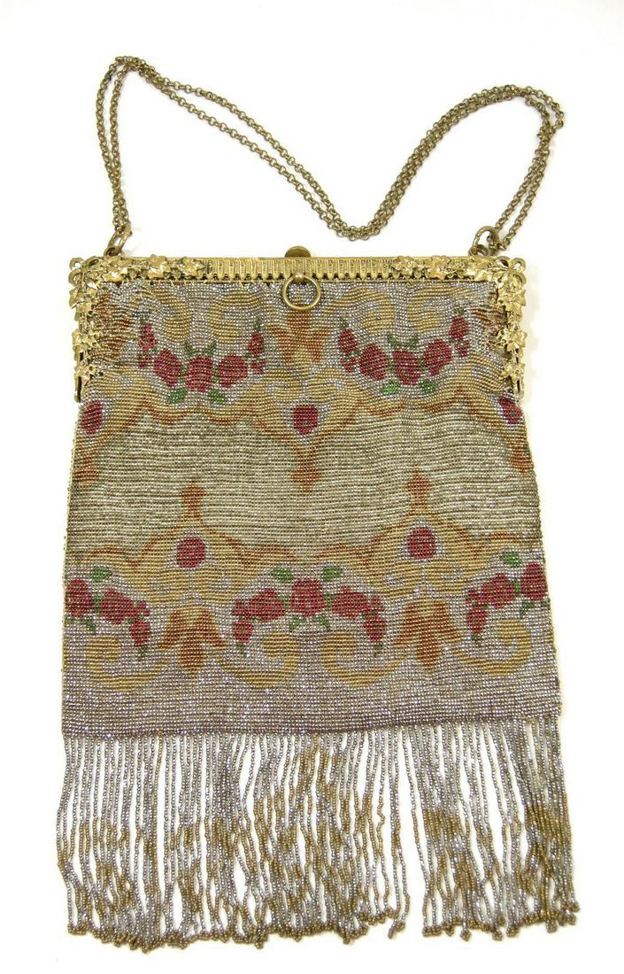 Art Deco 1920s Floral Steel Beaded Bag (1 of 5)