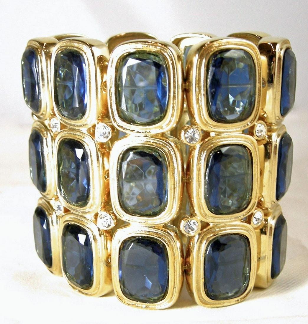Kenneth Jay Lane Blue Rhinestone Stretch Bracelet (1 of 5)