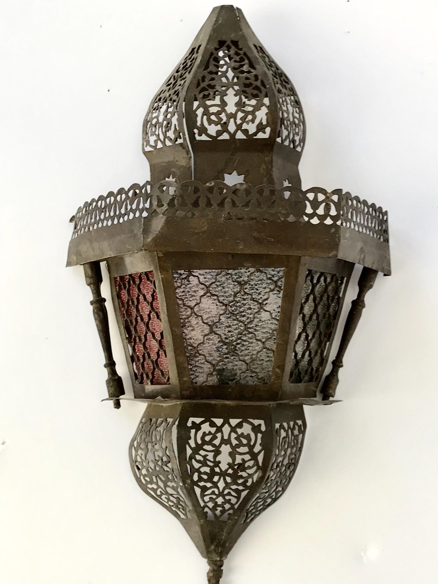 Antique Moroccan Glass & Brass Candleholder (1 of 6)