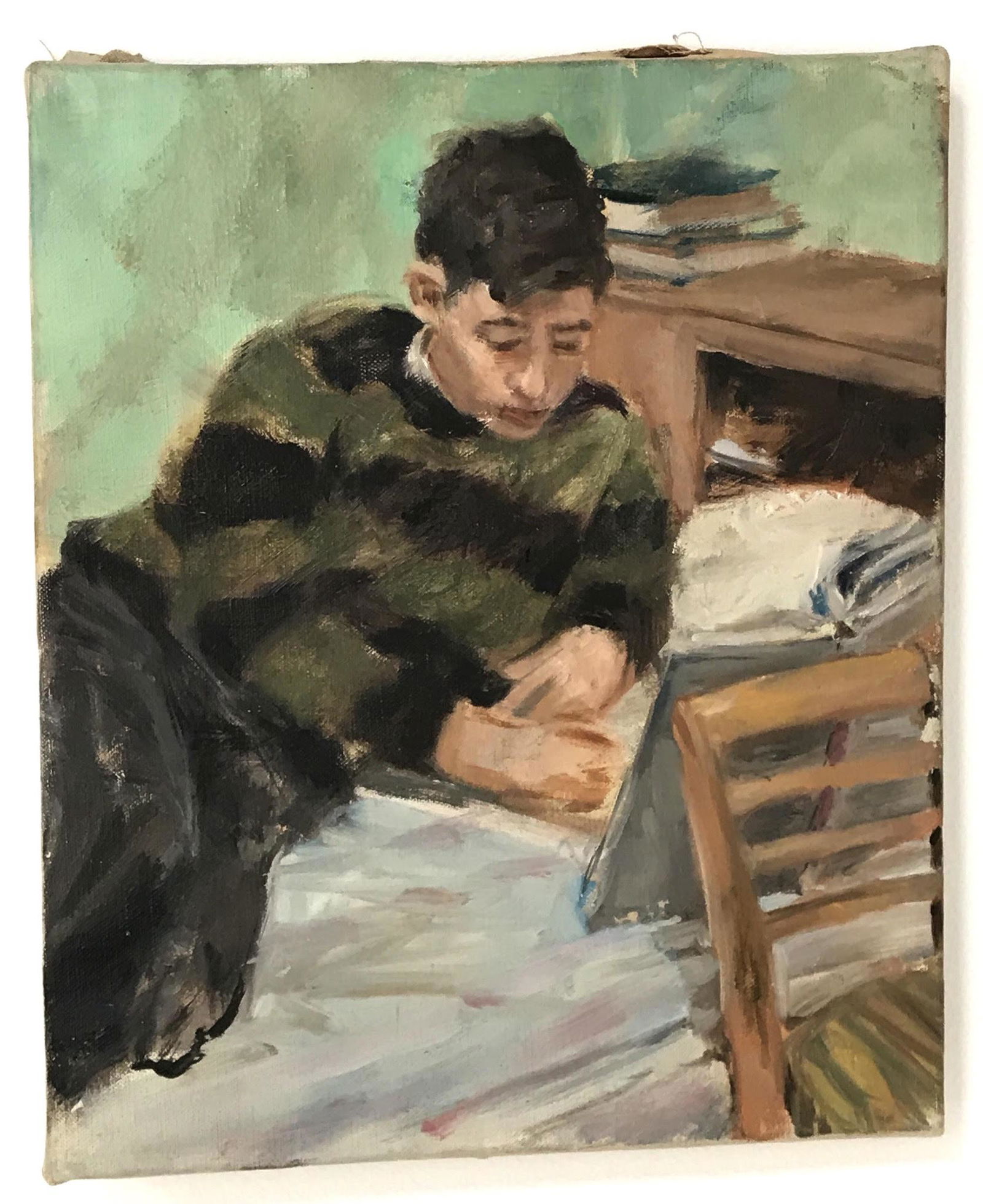 Boy Reading Book Modern Oil on Canvas (1 of 5)