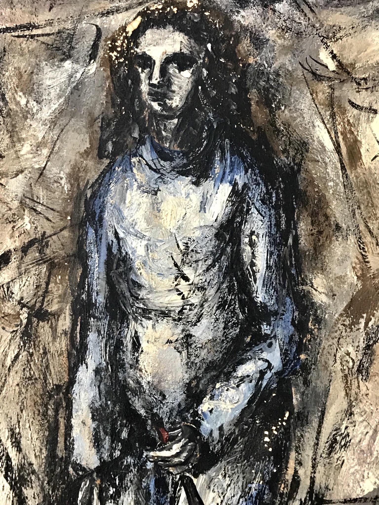 Illegibly Signed Mid-Century Expressionist Oil (1 of 5)